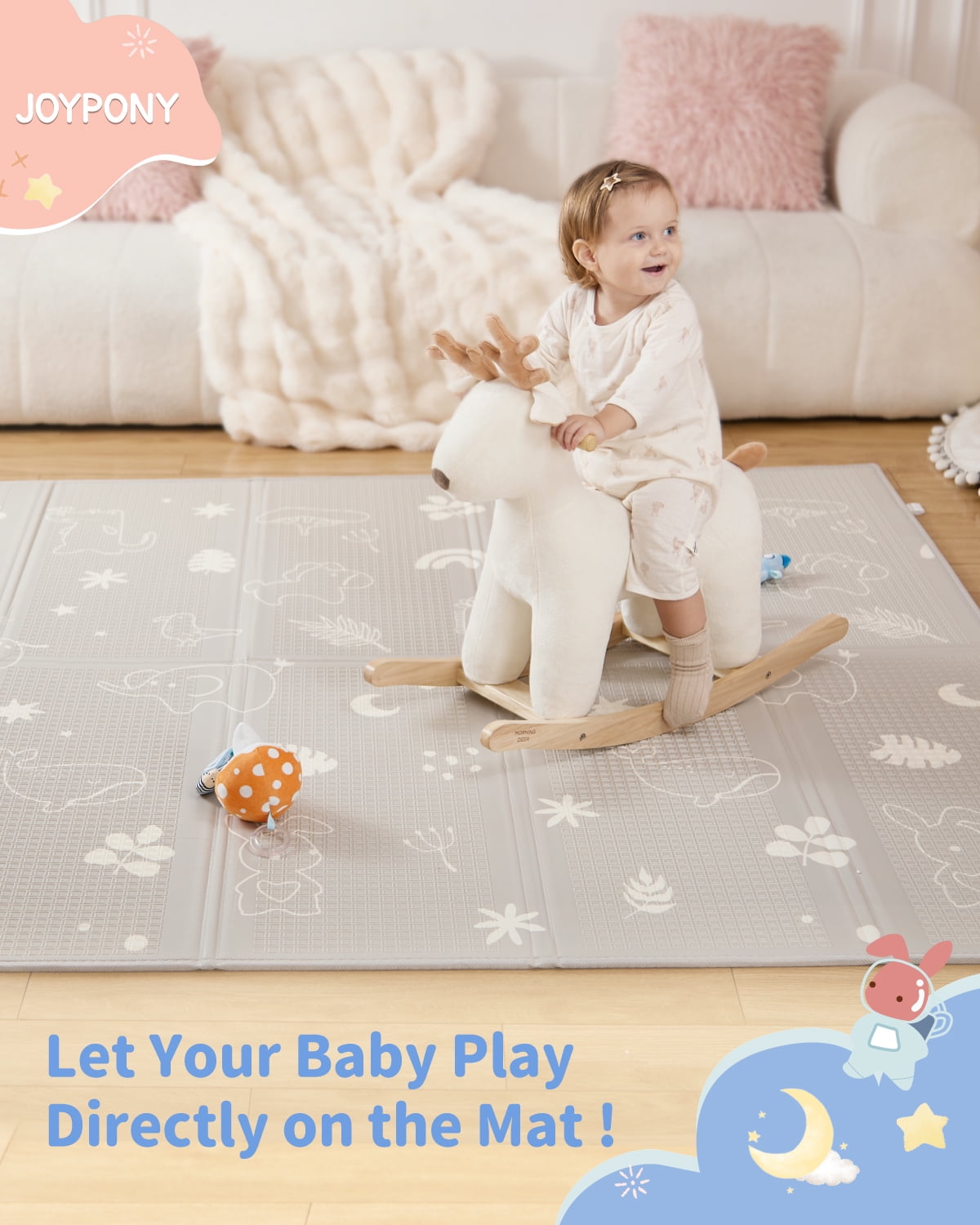 Joypony Baby Playpen with Mat, 50inch Large Play Yard Activity Center for Babies and Toddlers - Image 8