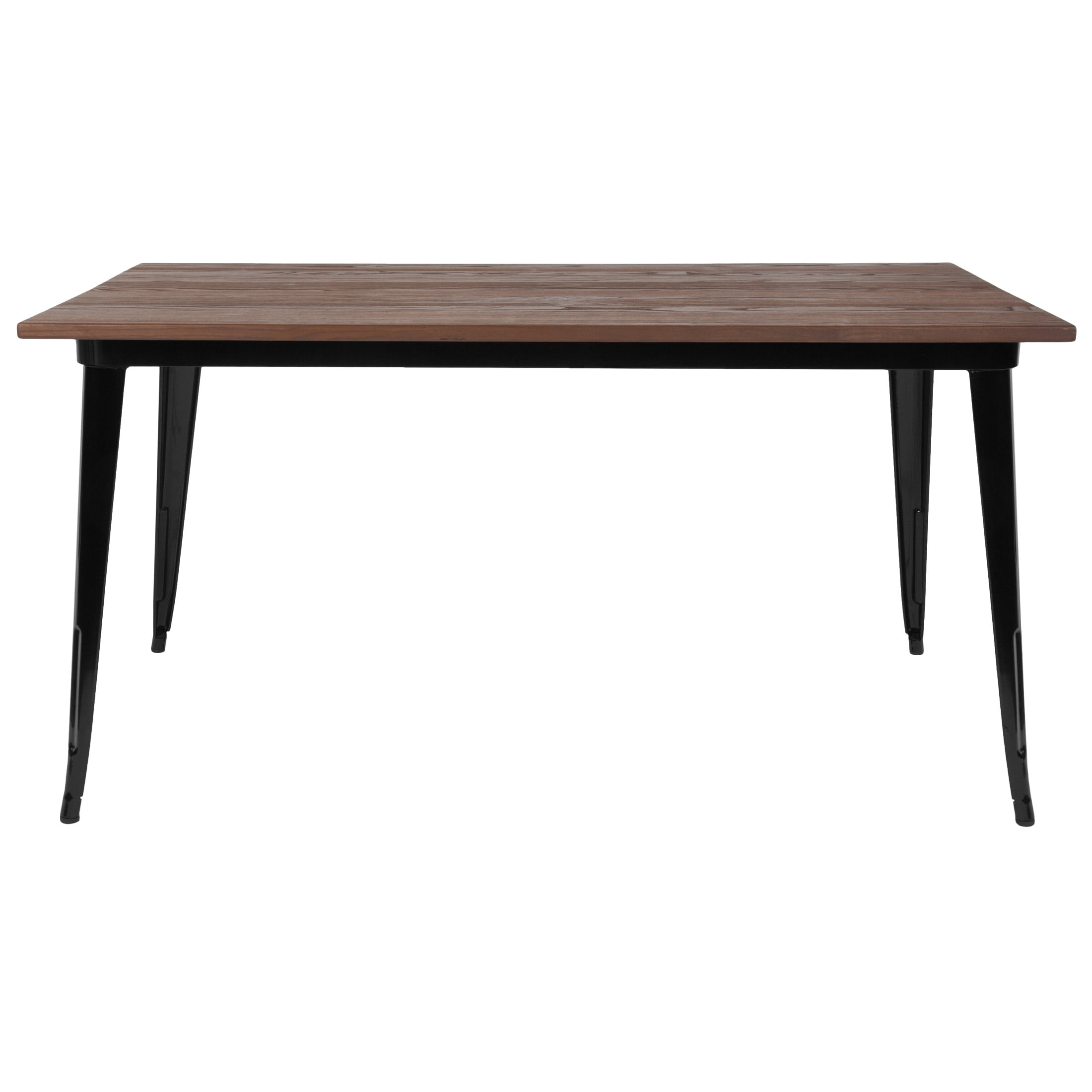 Flash Furniture Kenneth 30.25" x 60" Rectangular Black Metal Indoor Table with Walnut Rustic Wood Top - Image 6