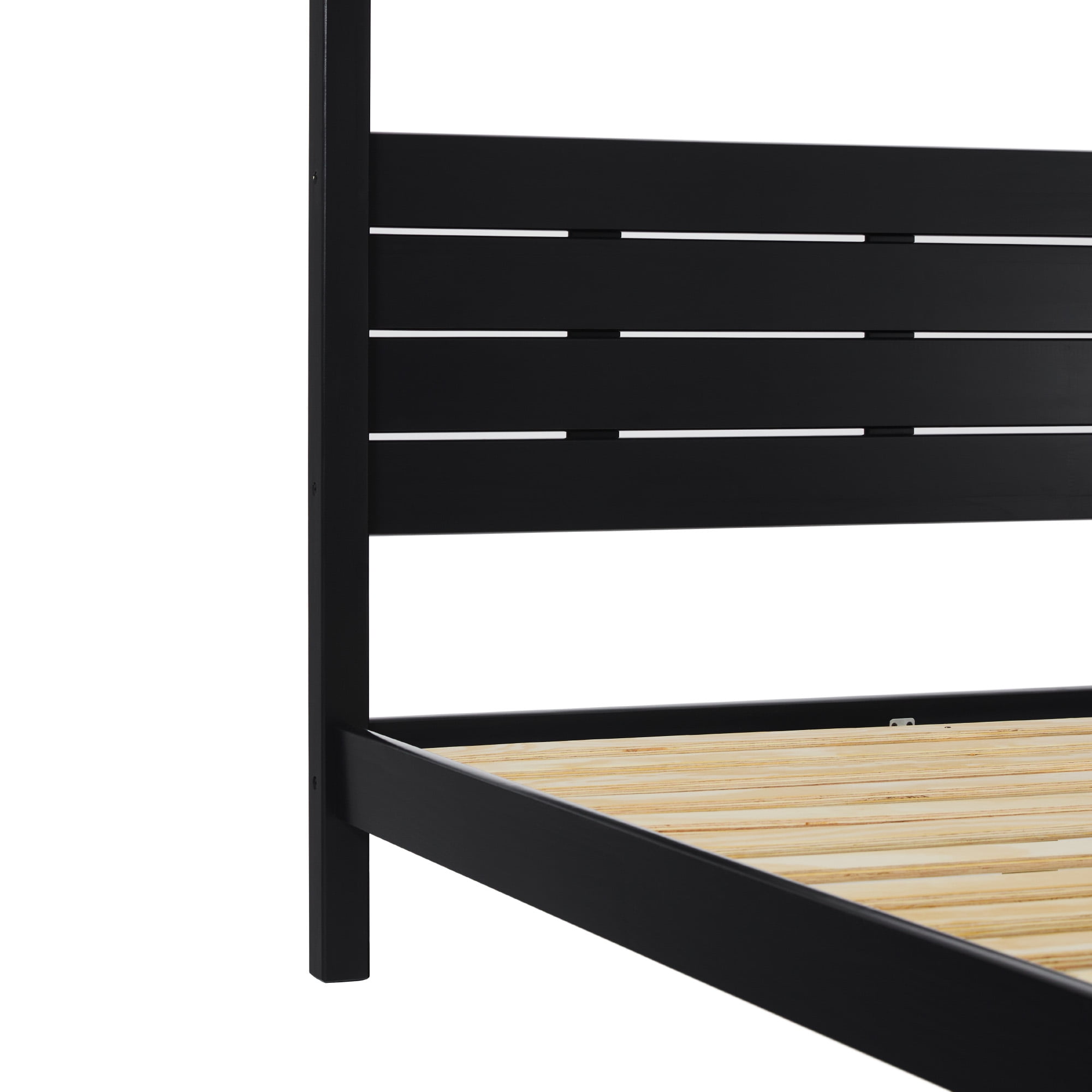 Walker Edison Minimalist Solid Wood Canopy Full Bed, Black - Image 9
