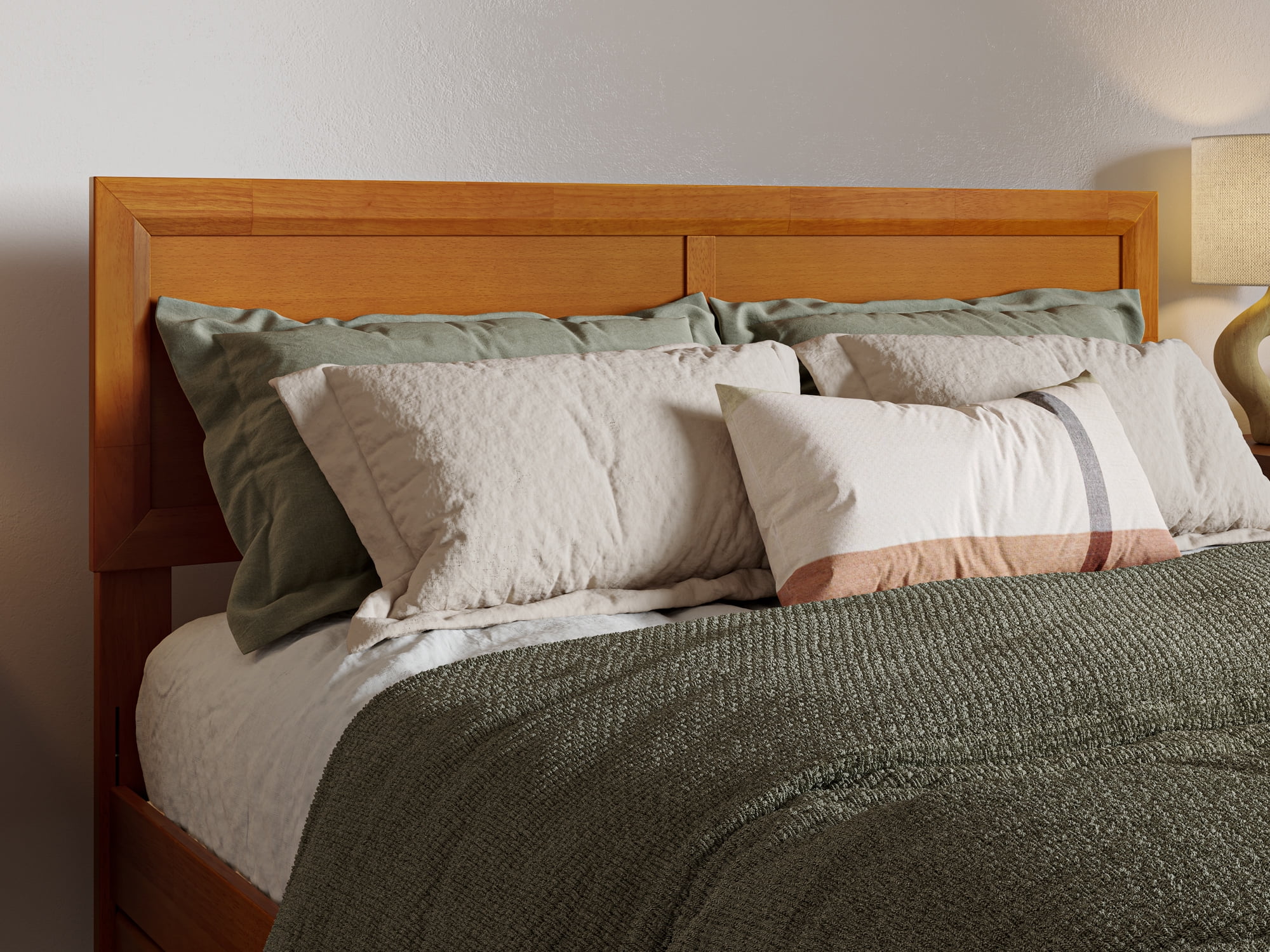 AFI Lylah Full Wood Platform Bed with Panel Footboard and Twin Trundle, Light Toffee - Image 16