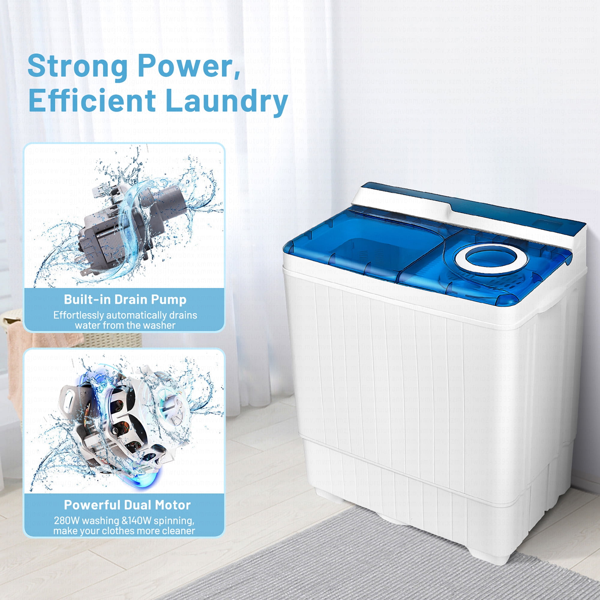 Costway 26lbs Portable Semi-automatic Washing Machine W/Built-in Drain Pump Blue - Image 9