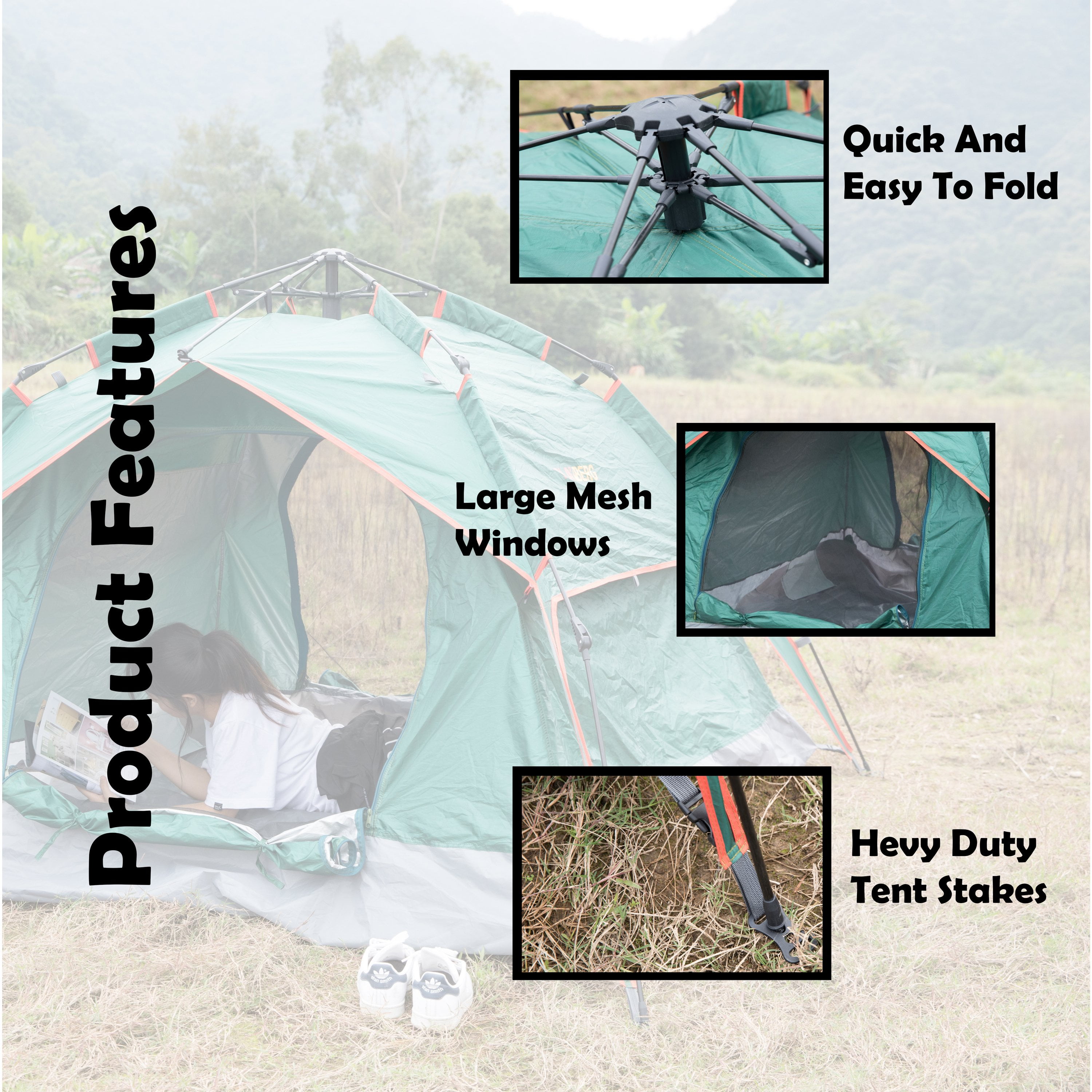 Beach Pop up Tent with 2 Windows - Image 3