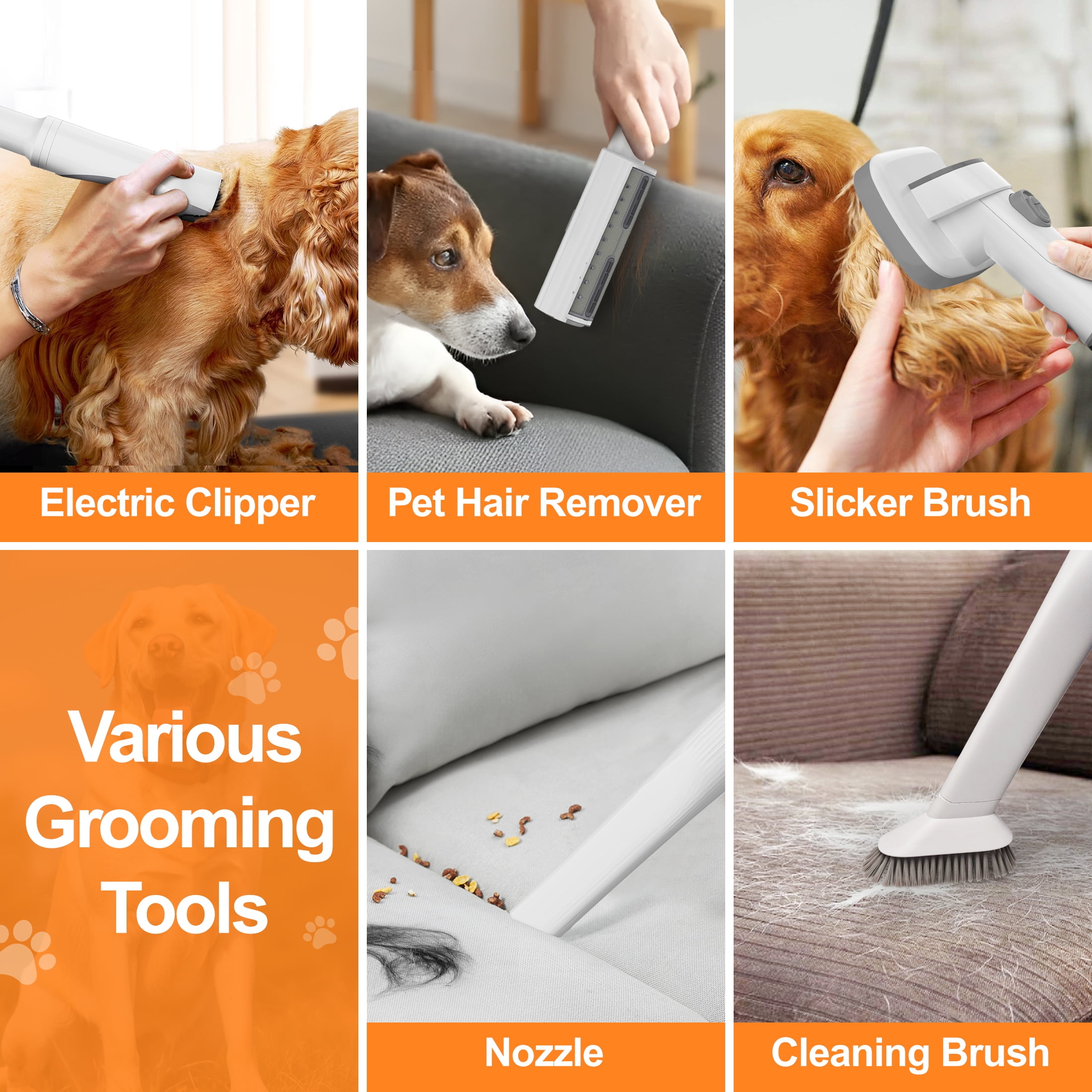 Monasem Dog Grooming Vacuum for Shedding, 13,200Pa Pet Grooming Vacuum Kit with Dogs Cats Clippers, 6 in 1 Low Noise Home Cleaning Tool - Image 12