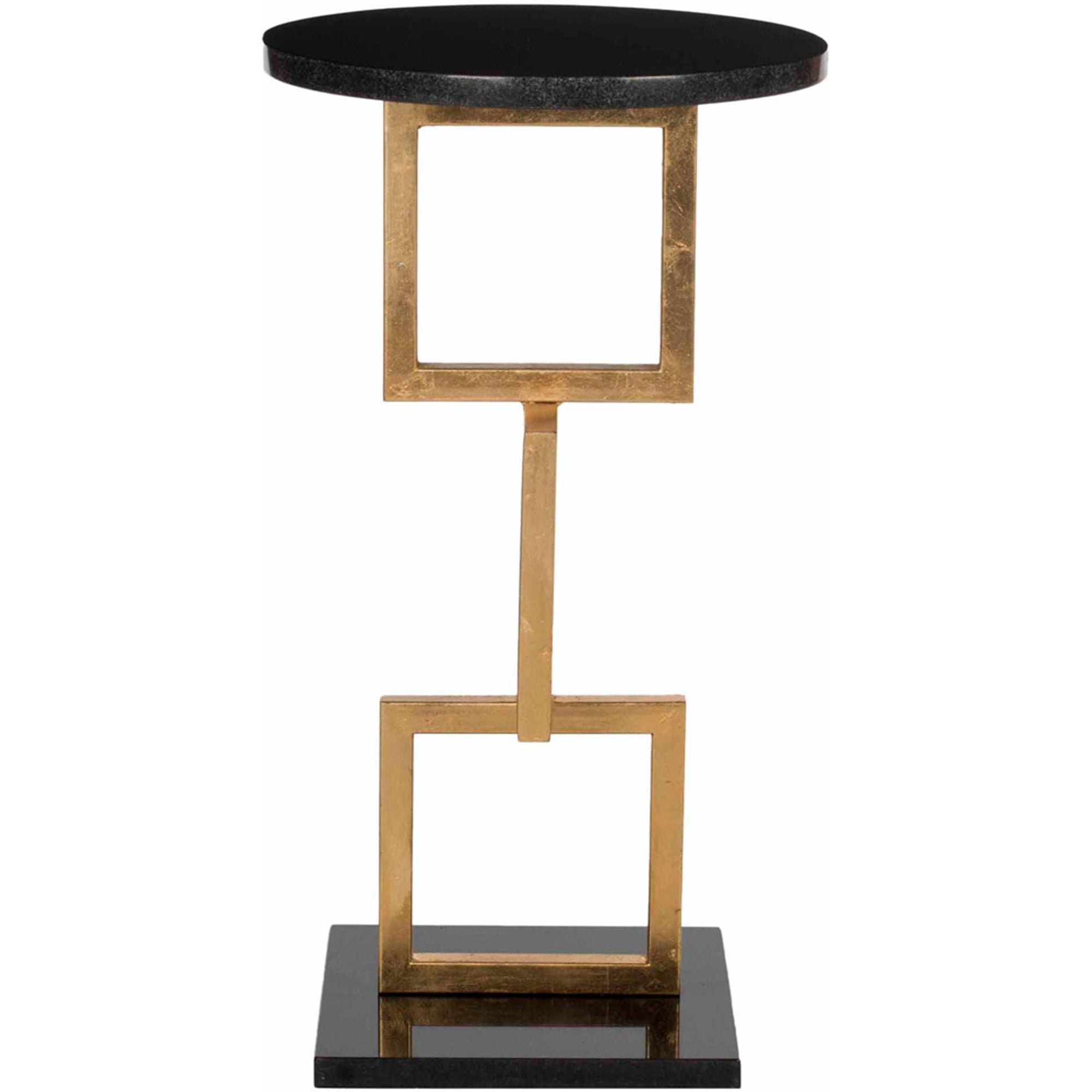 SAFAVIEH Cassidy 23 in. H Round Top Square Base Iron Accent Table, Gold/Black Marble - Image 2