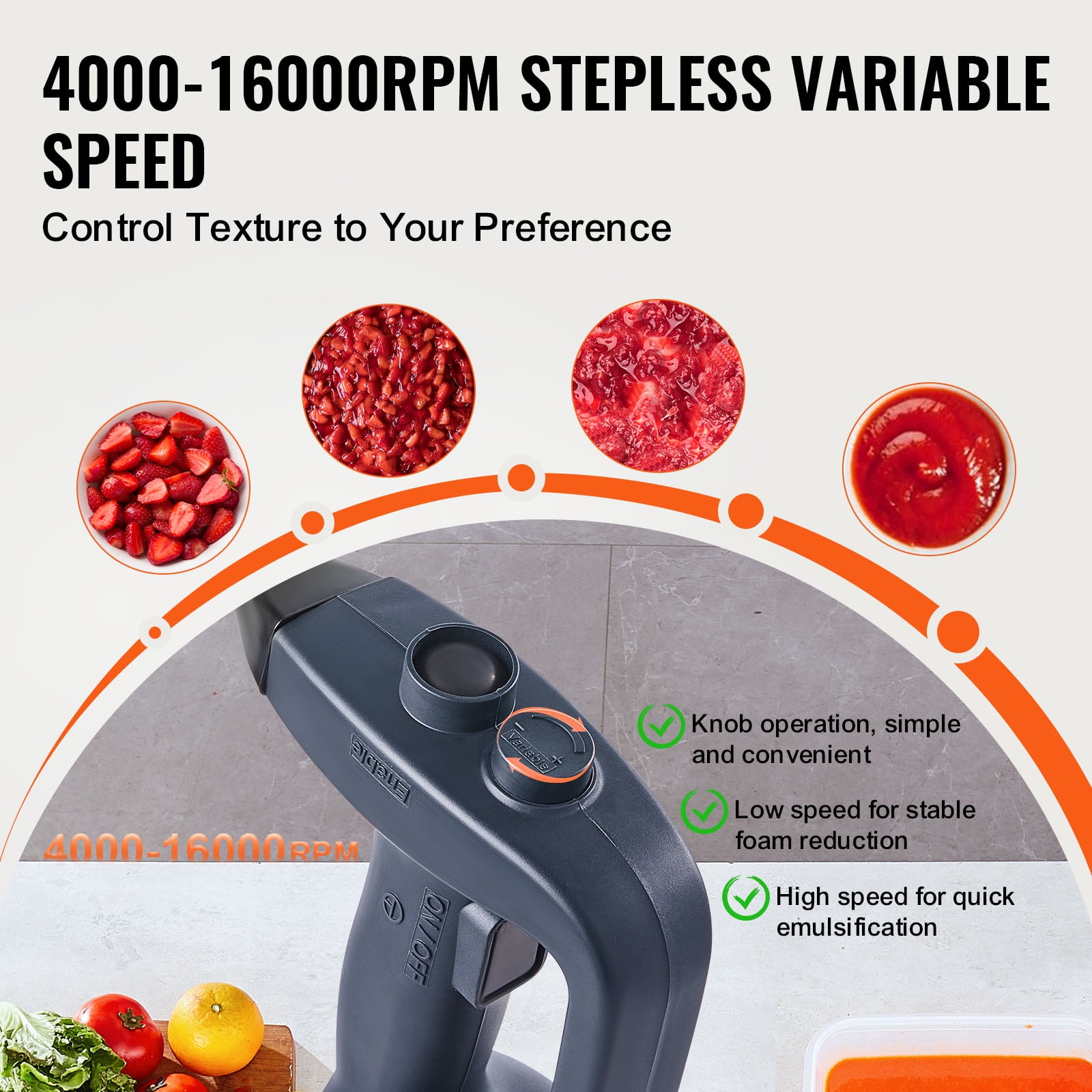 KFFKFF Professional Handheld Blender, 350W Robust Motor, 12-inch Adjustable Speed, Stainless Steel Blade, Versatile Stick Mixer for Soups, Sauces, and Creams - Image 9