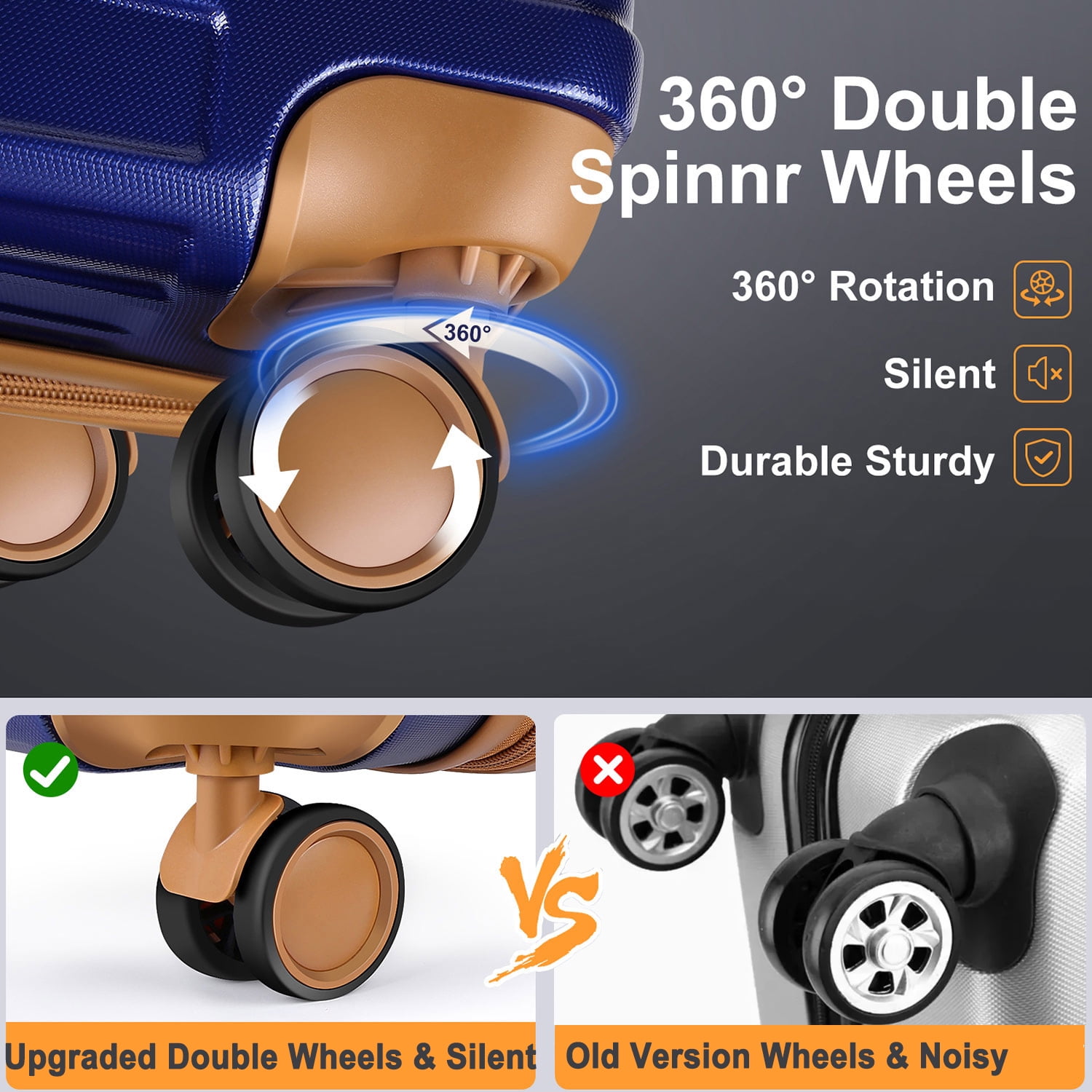 Expandable Suitcase Set Luggage Sets, 20 inch Carry On Luggage with TSA Lock and Double Spinner Wheels,(Deep Blue,3 PCS set ) - Image 5