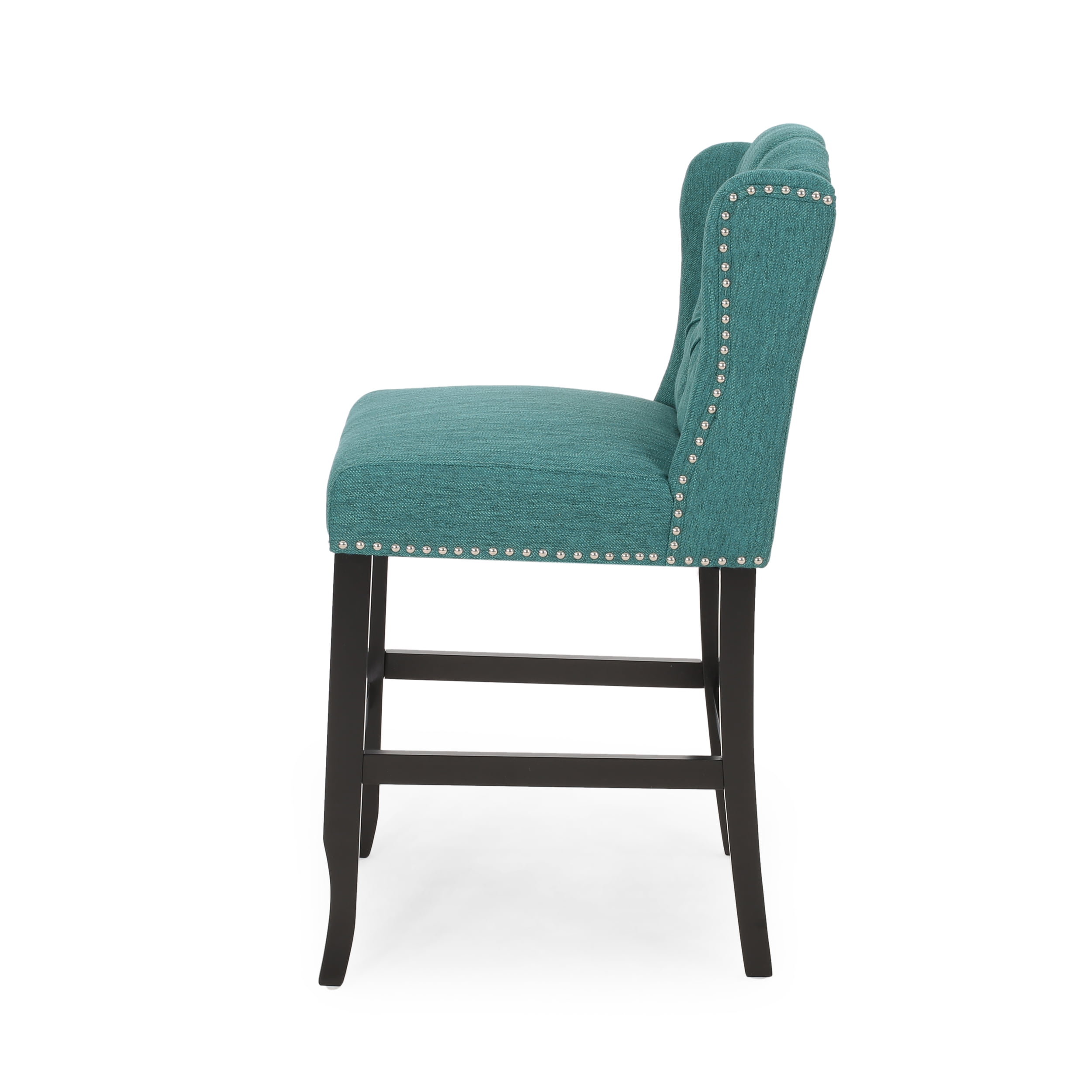 Noble House Maurice Wingback Counter Stool, Set of 2, Teal, Dark Brown - Image 4