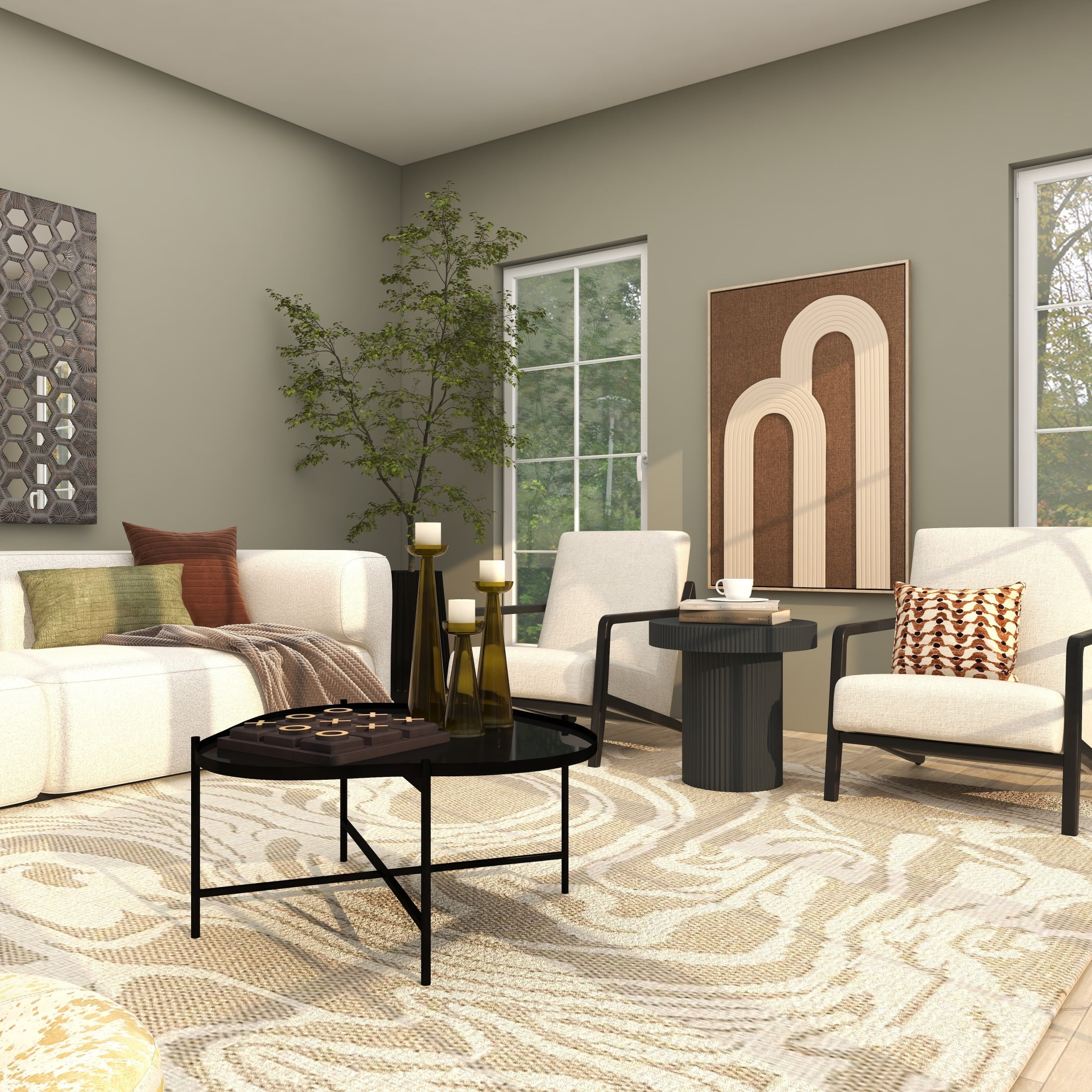 DecMode 20" x 20" Black Wooden Dimensional Ribbed Accent Table, 1-Piece - Image 9