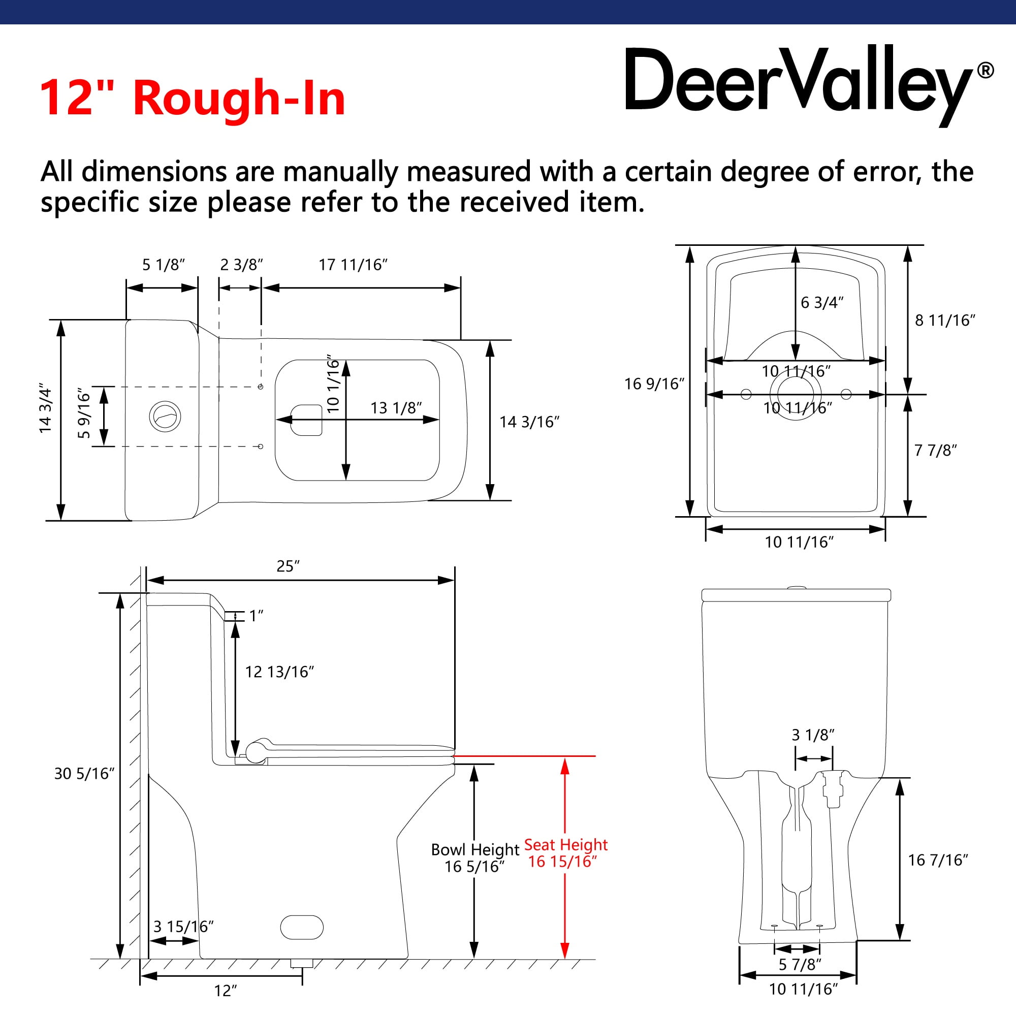 Ace One-Piece 0.8/1.28 GPF Dual-Flush Rectangular Floor Mounted Toilet in White (Seat Included) - Image 3