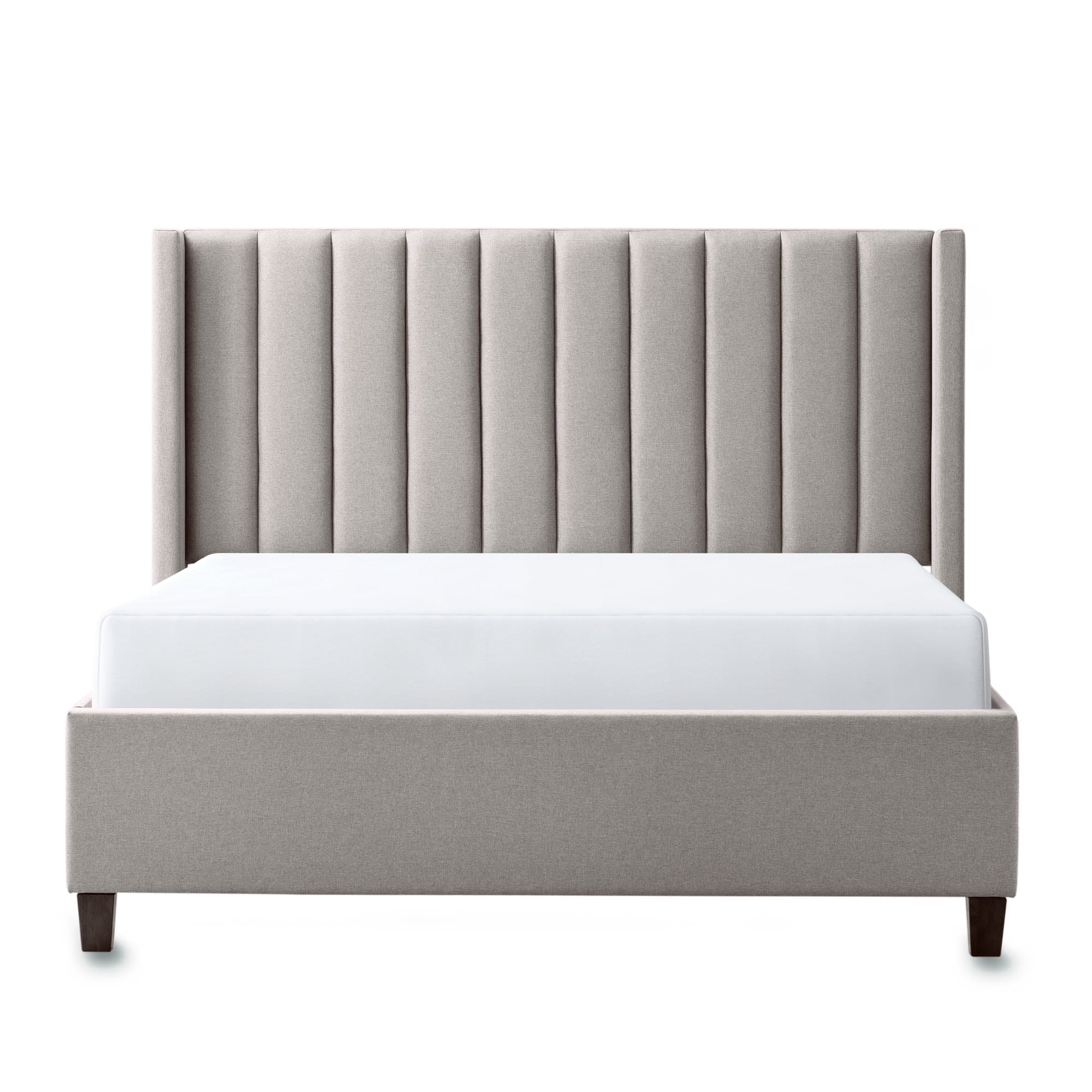 Rest Haven Odessa Tufted Upholstered Wingback Platform Bed, Queen, Gray - Image 9