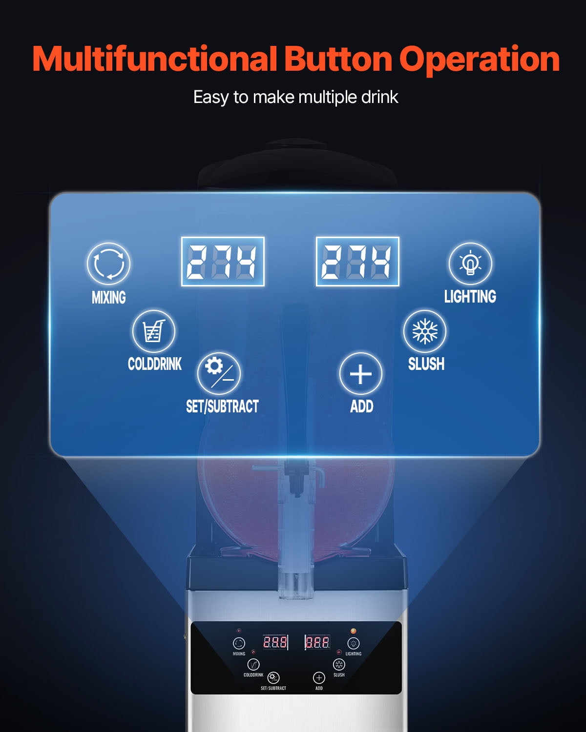 KFFKFF Commercial Slushy Machine, 12L Tank Slushie Machine, Frozen Drink Machine with Temperature Preservation, Slushy Maker Machine - Image 5