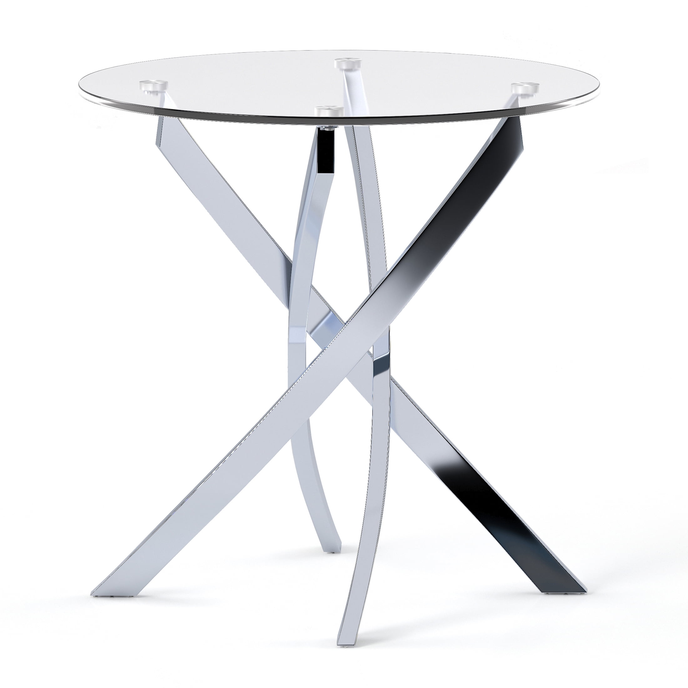 Furniture of America Gisela Glass Top End Table, Chrome - Image 3