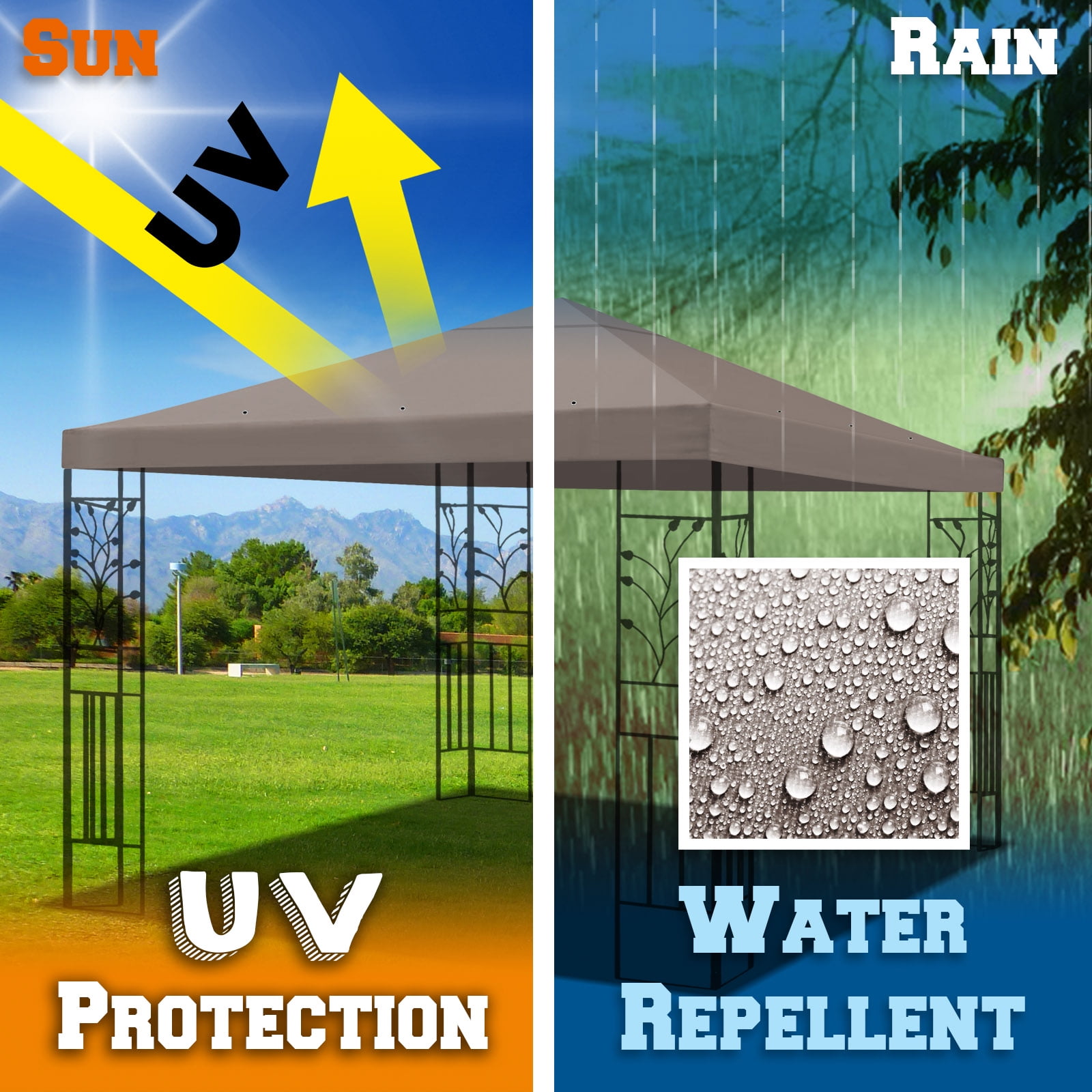 SUNNY 10x10 FT Gazebo Replacement Canopy Top Single Tier Canopy Top Cover (Taupe) - Image 10