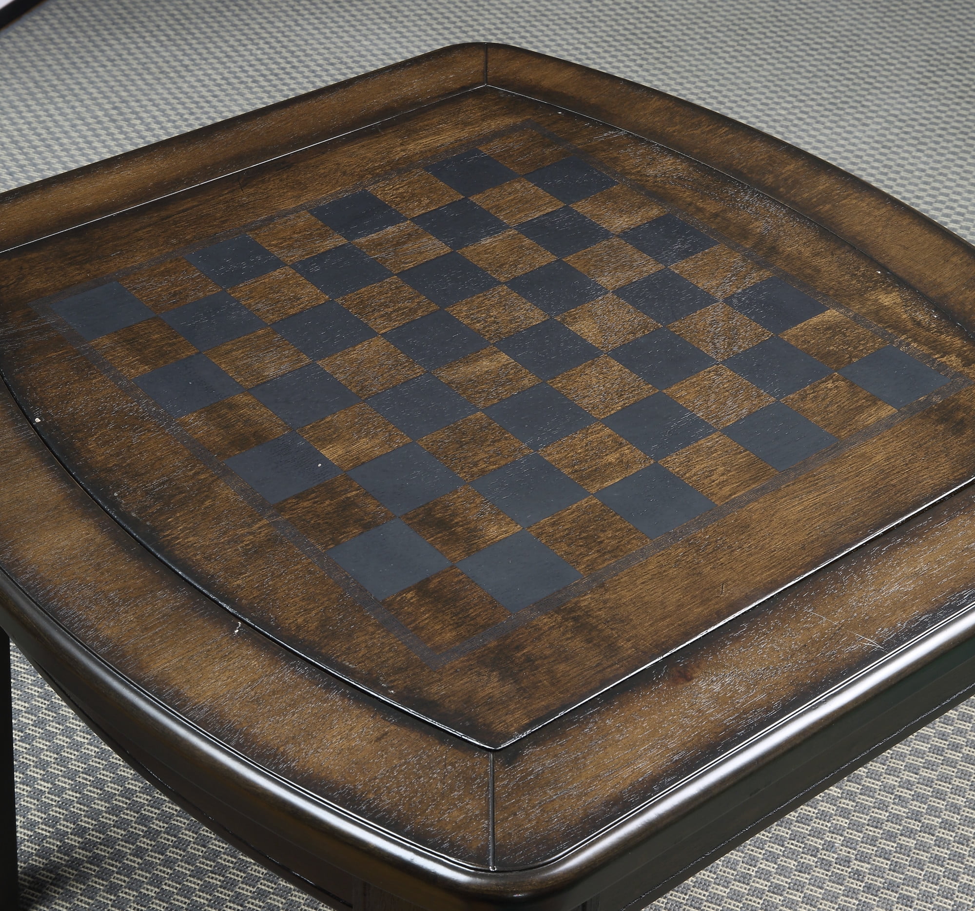 Steve Silver Diletta Wood Game End Table with Chessboard, Dark Walnut - Image 7