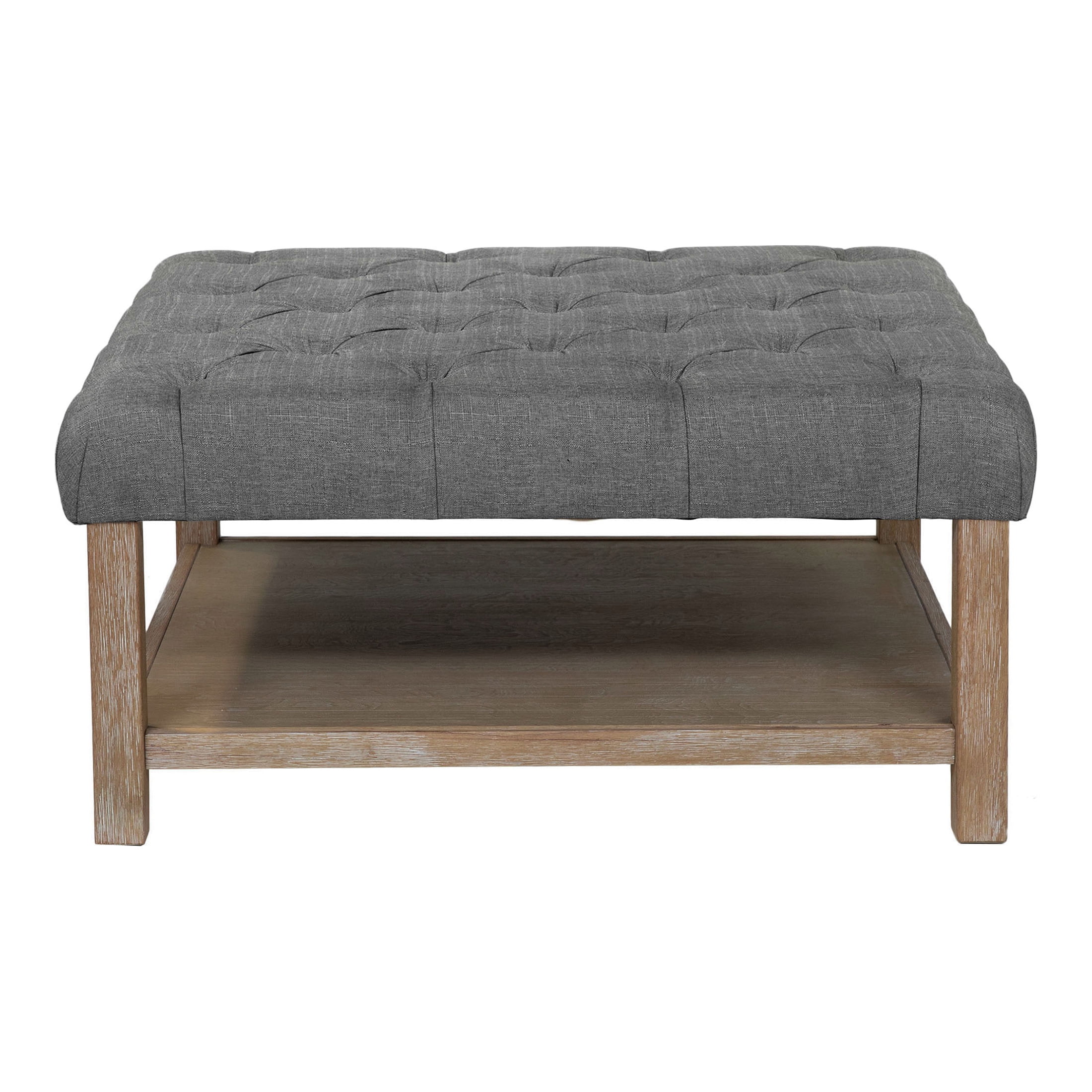 Furniture of America Button Square Coffee Ottoman, Light Gray - Image 6