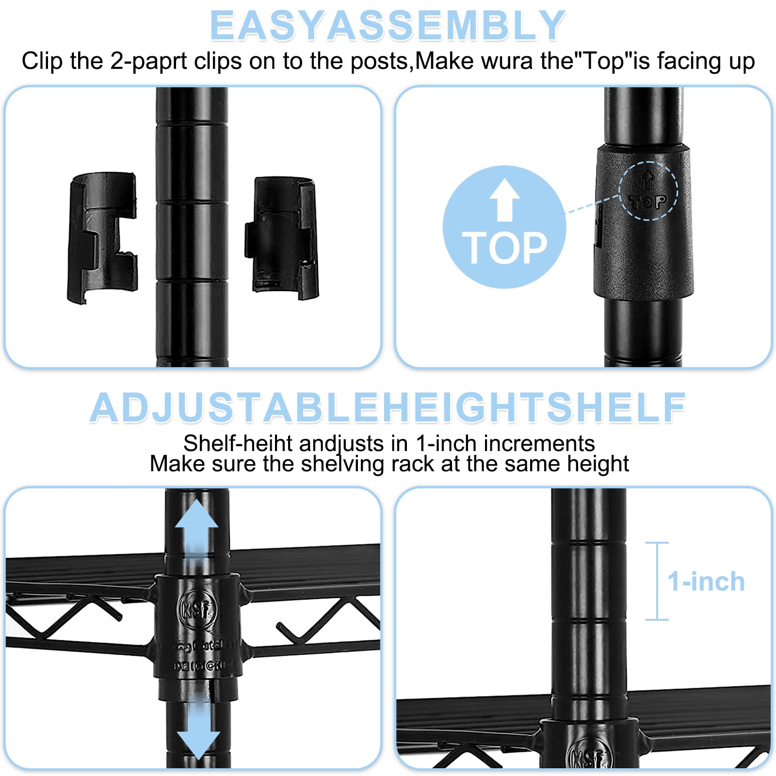 SUGIFT 4 Shelf Wire Shelving, Adjustable Storage Shelf Metal Storage Rack Wire Shelving Unit 1000Lbs Capacity 36" L x 14" W x 54" H - Image 9