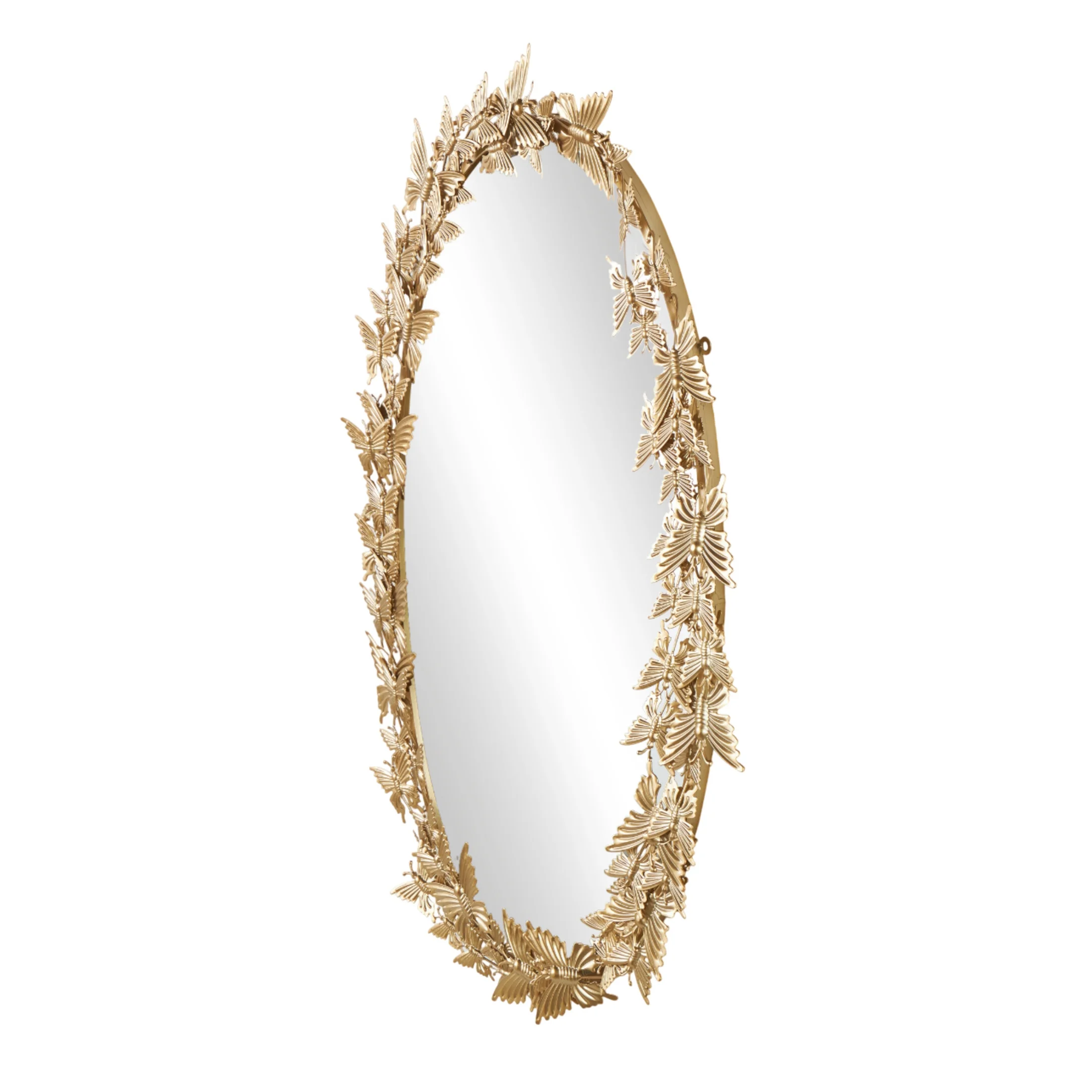 DecMode 19" x 33" Gold Oval 3D Butterfly Wall Mirror - Image 4