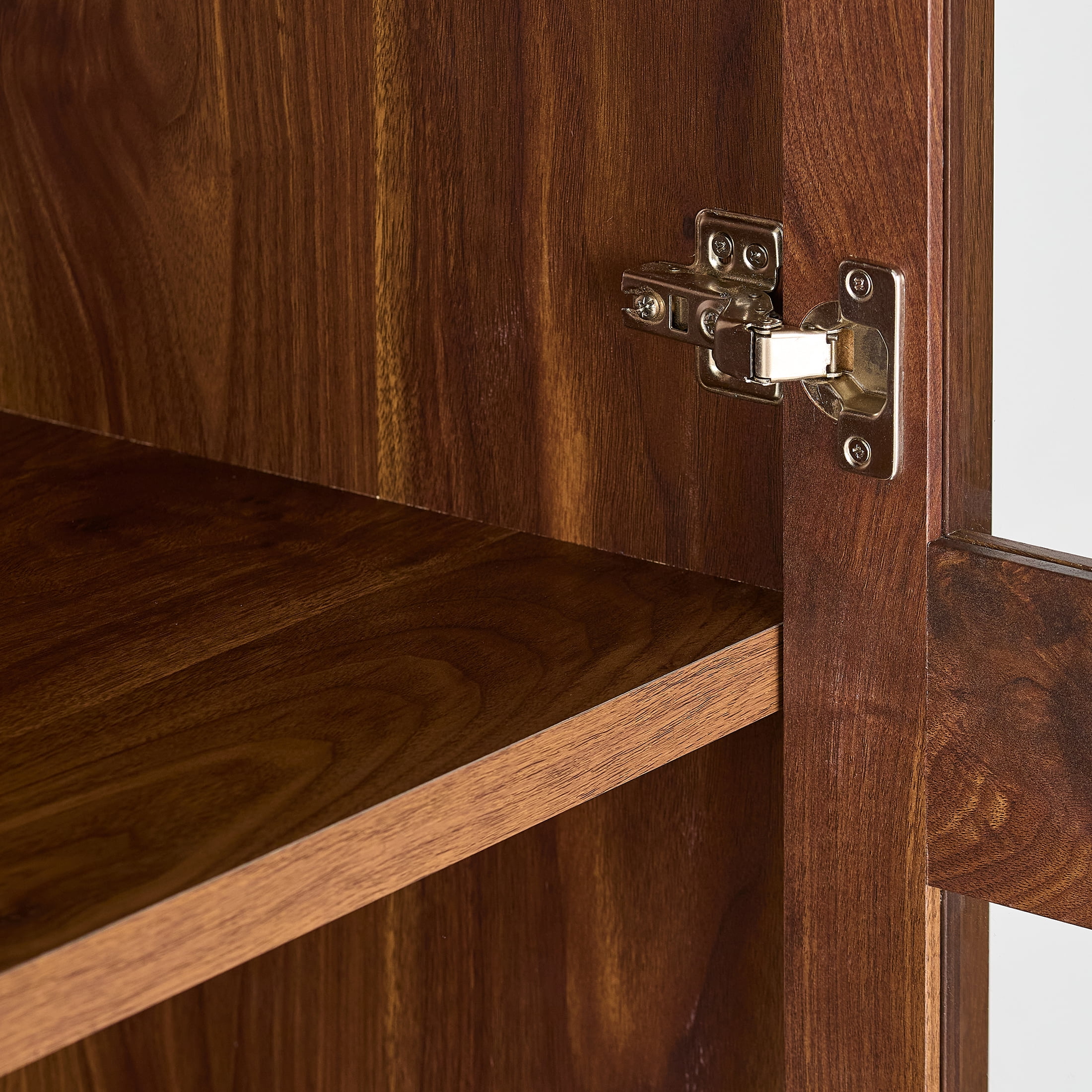 Better Homes & Gardens Ezra Glass Door Storage Accent Cabinet, Warm Walnut finish - Image 6