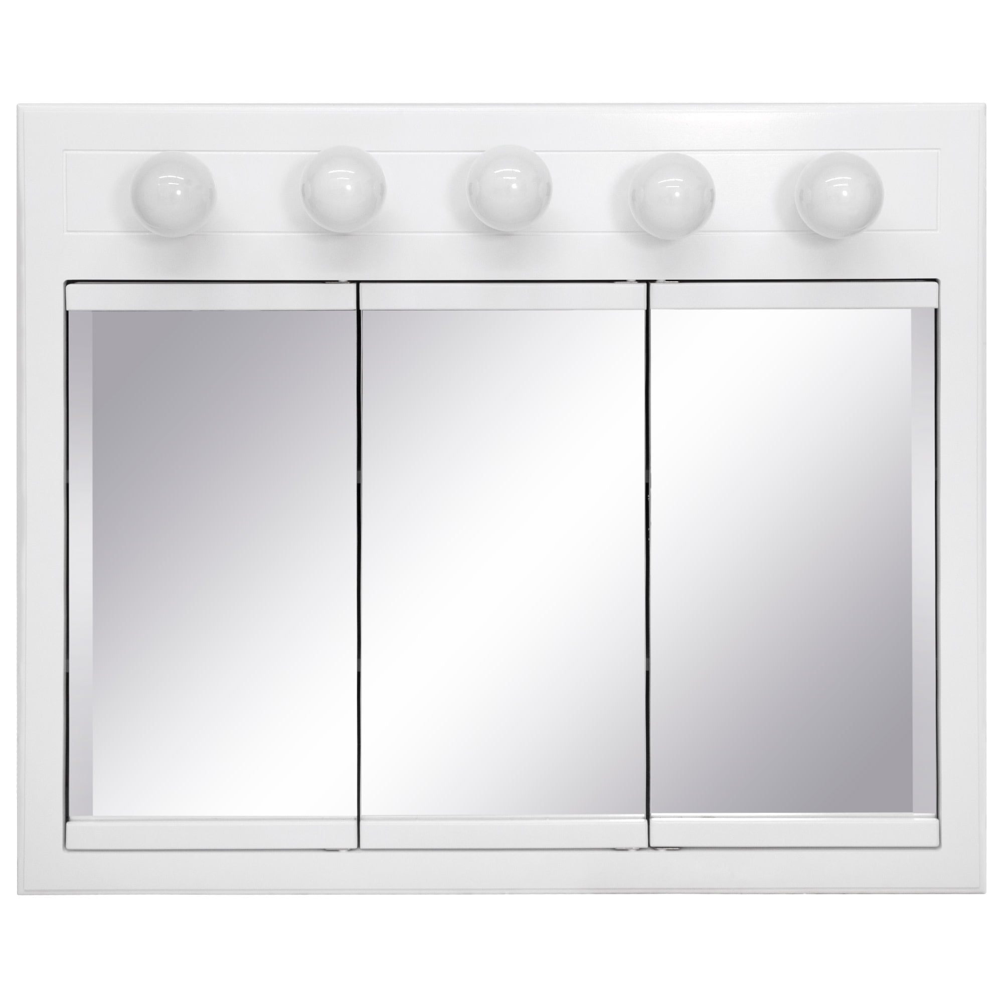 Design House Concord 36" Wall Mounted 5-Light Tri-View Bathroom Medicine Cabinet, White - Image 3