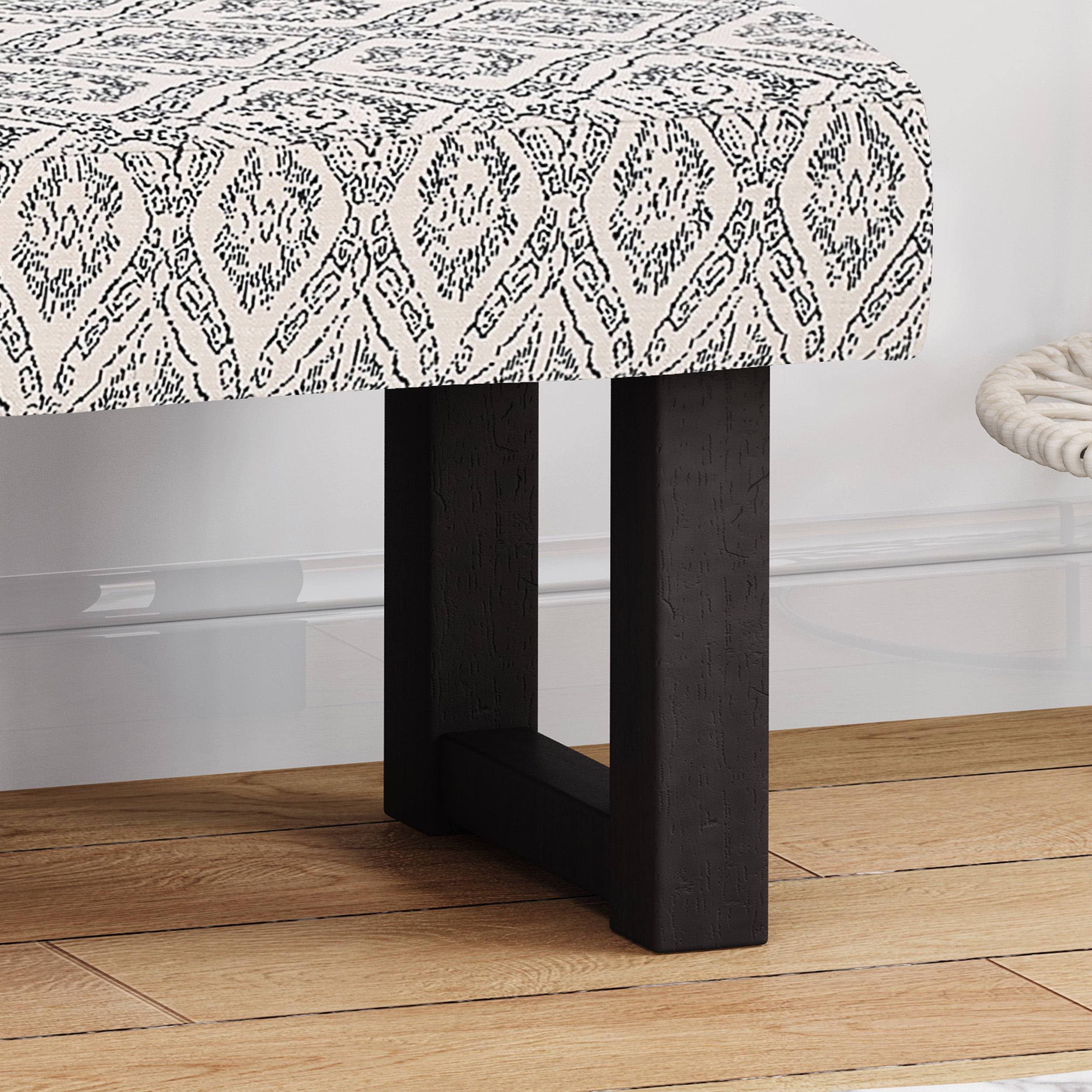 Noble House Kamaiya Boho Fabric Bench, Black Print - Image 7