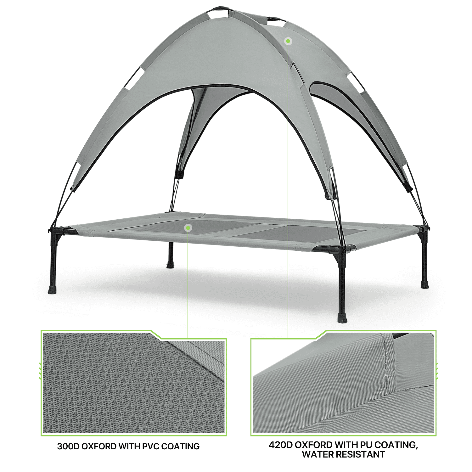 Magshion 48" Elevated Dog Bed for Dogs, Cooling Raised Pet Cot with Removable Waterproof Canopy Portable Dog Shade Tent for Indoor & Outdoor Use, Grey - Image 8