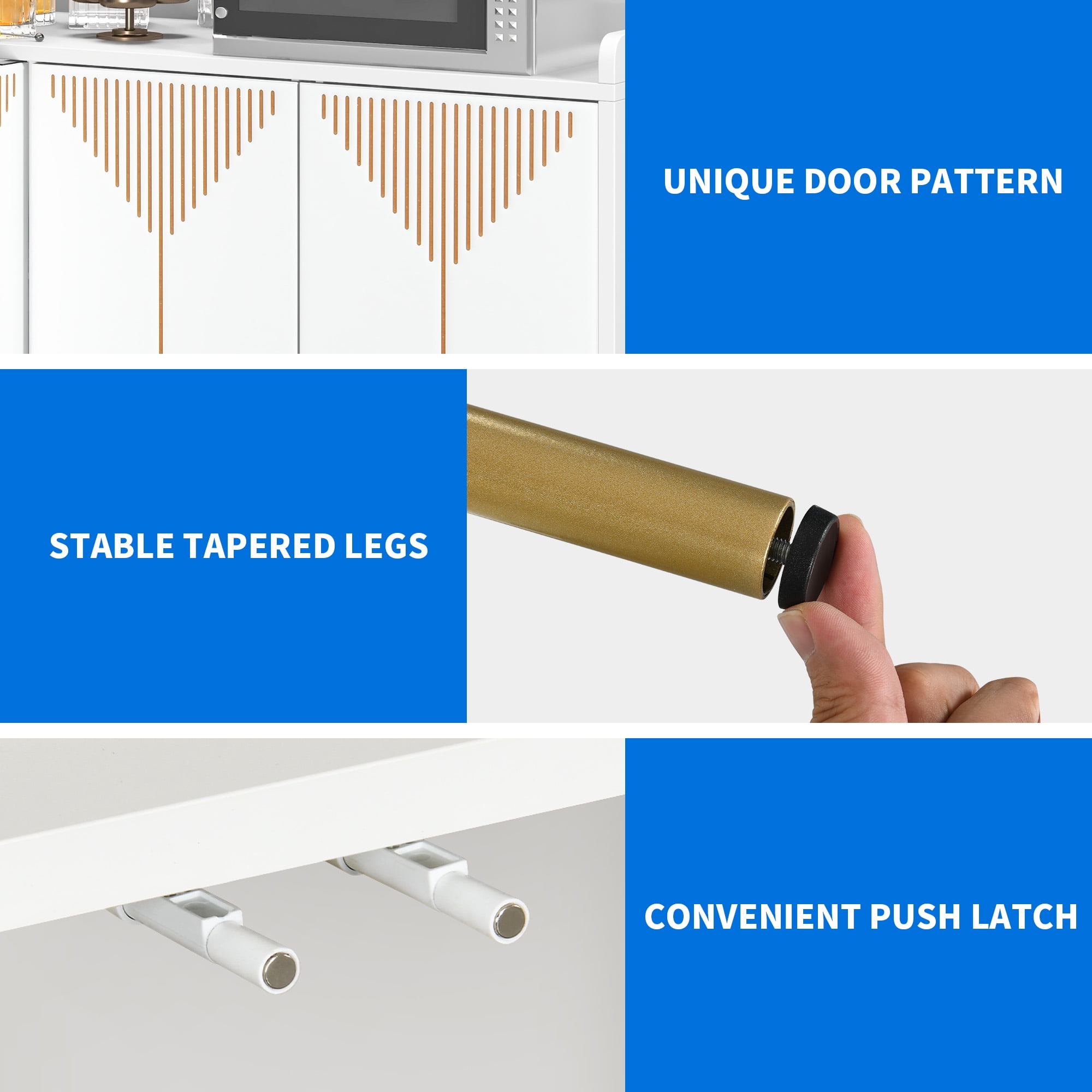 DEXTRUS Storage Sideboard Cabinet with 4 Doors Modern Kitchen Buffet Cabinet, Coffee Bar Cabinet - Image 5