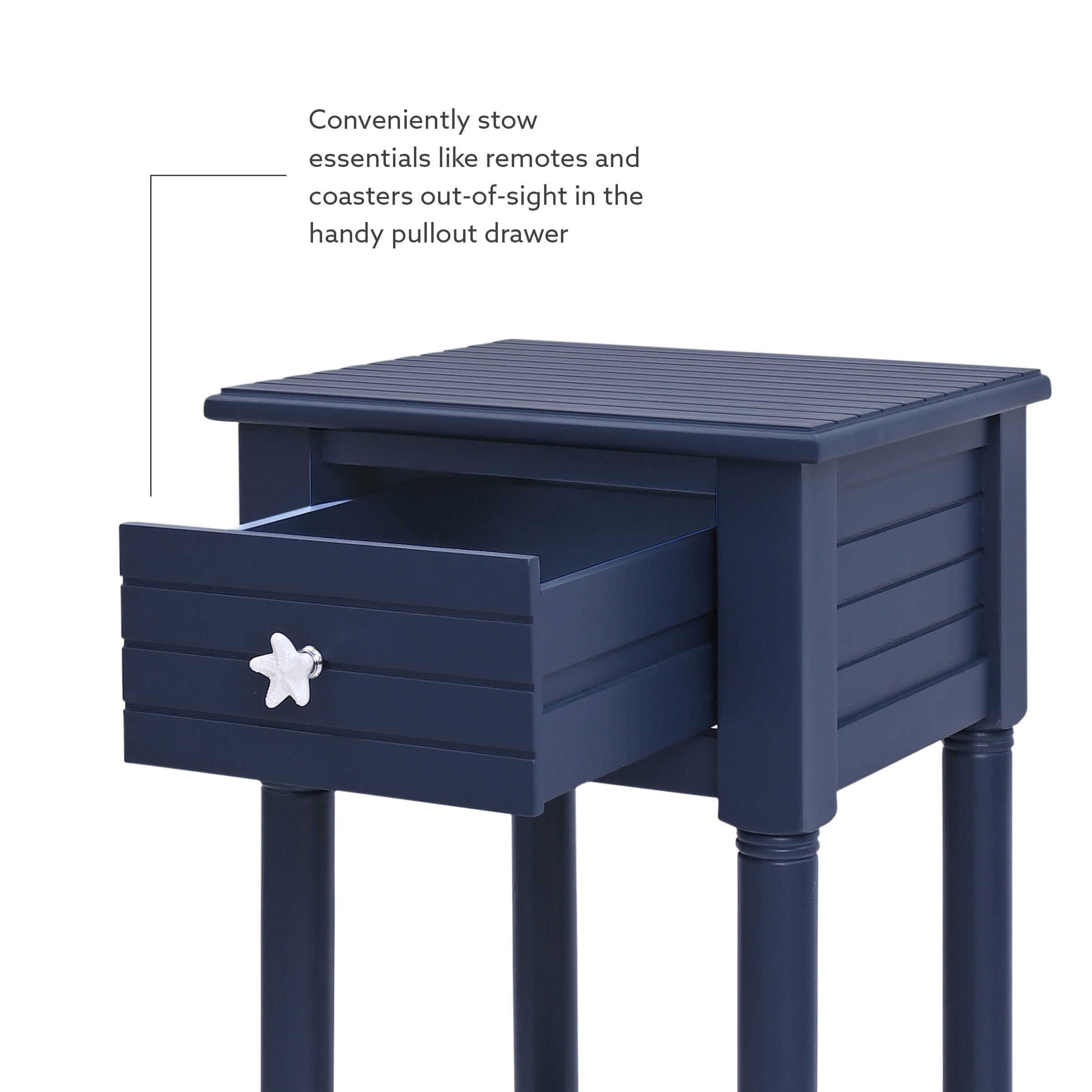 Linon Athalee Single Drawer Indoor Accent Side Table with Shelf, 29.5" Tall, Navy - Image 4