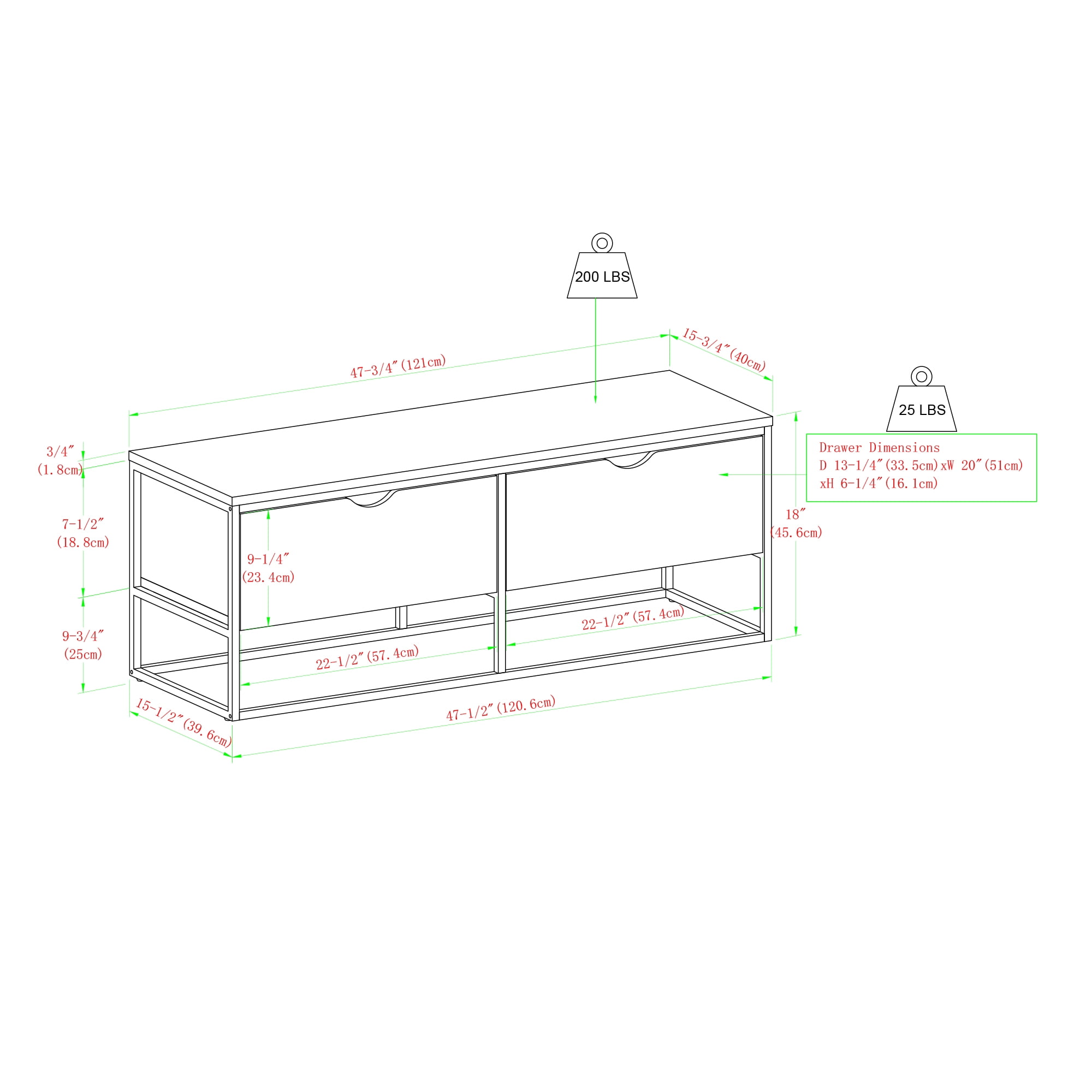 Manor Park Modern 2 Drawer Storage Bench, Grey Wash - Image 7