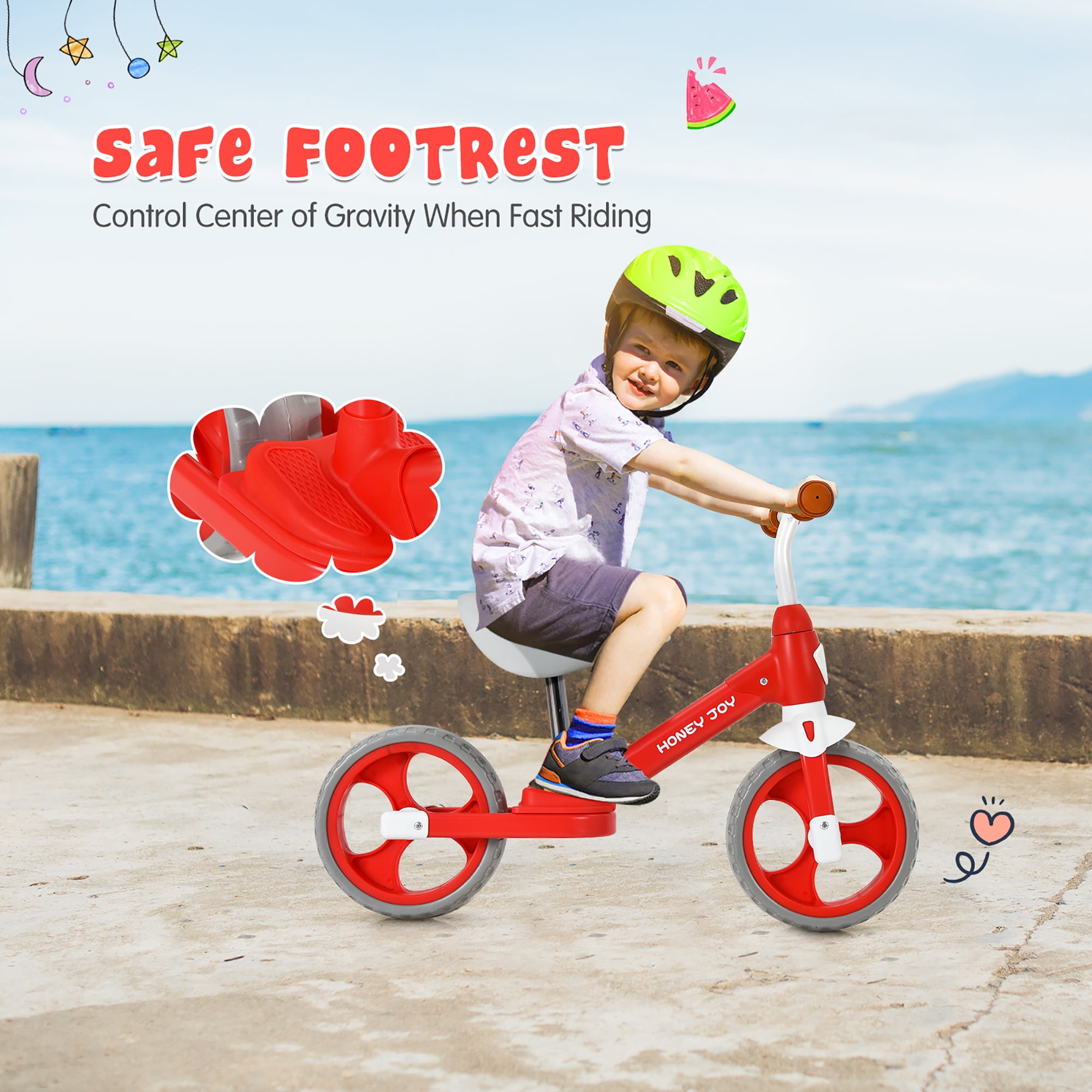 Costway Kids Balance Bike Toddler Training Bicycle w/ Feetrests for 2-5 Years Old Red - Image 5