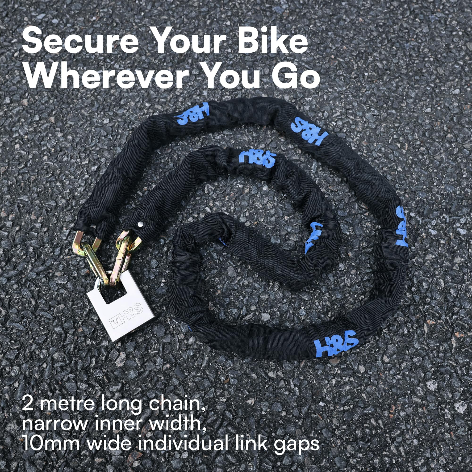 H&S Bike Chain Lock - High Security Electric Scooter Lock - 0.4" x 6.6 ft (10mm x 2m) - Bike Lock with Key - Motorbike, Motorcycle, Bicycle Lock - Bike Locks Heavy Duty Anti Theft - Image 3