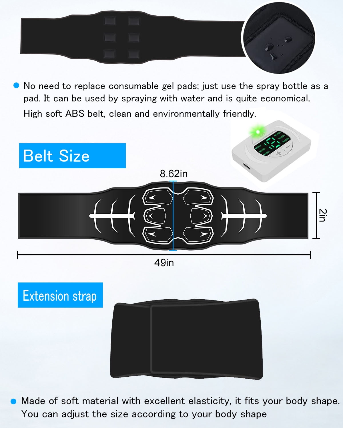 Abs Muscle Belt, Washable Cloth Training Waist Trimmer, Fitness Abdominal Muscle Toning Belt for Men & Women, Home Office - Image 5
