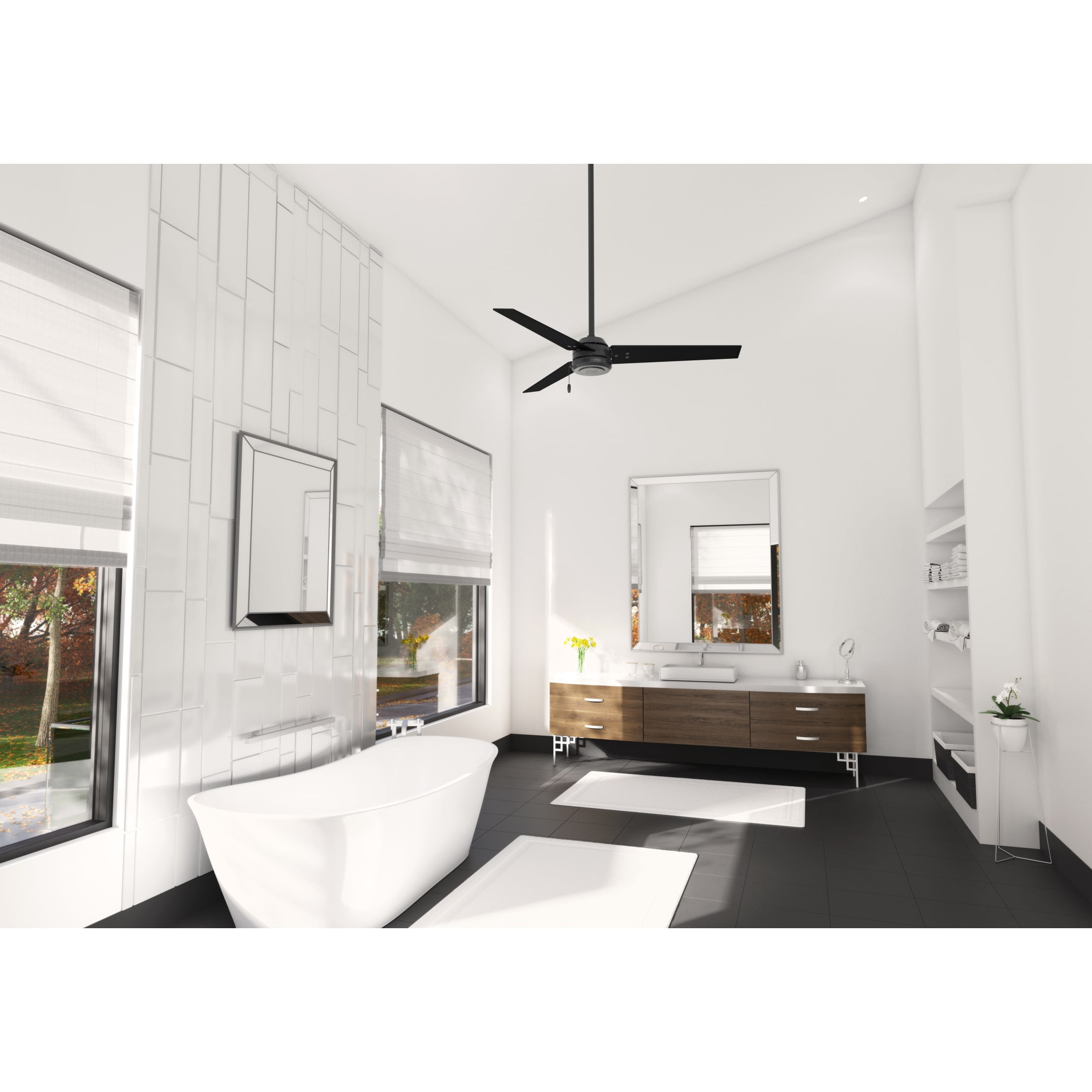 Hunter 52 inch Outdoor or Indoor Ceiling Fan No Light - Black Ceiling Fan without Light, For Patio, Porch, Garage, or Living Room, Standard Mount, 3 Blades, Pull Chain - Cassius 59264, Matte Black - Image 5