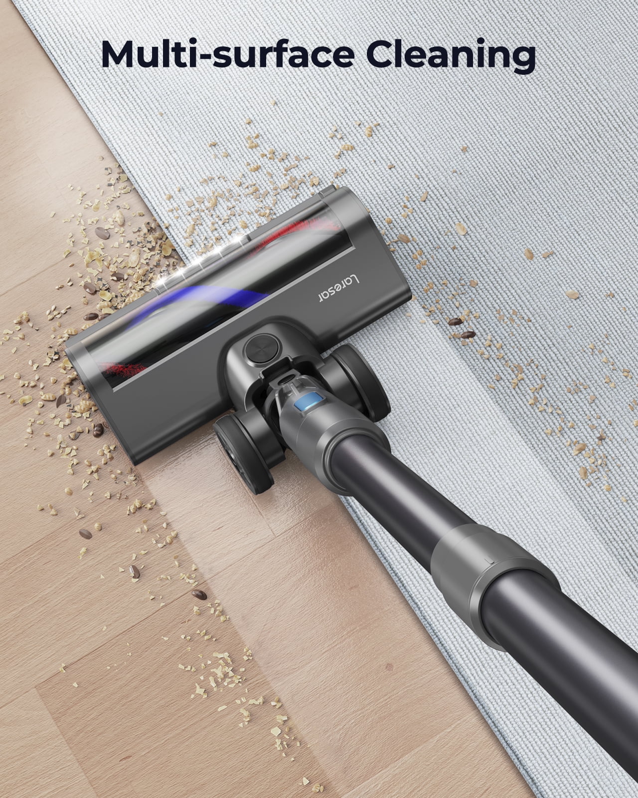 Laresar Cordless Vacuum Cleaner 450W/55mins/33Kpa With Charging Station & Dual Display & Dust Sensor Stick Vacuum Cleaner for Carpet Pet Hair Hard Floor - Image 9