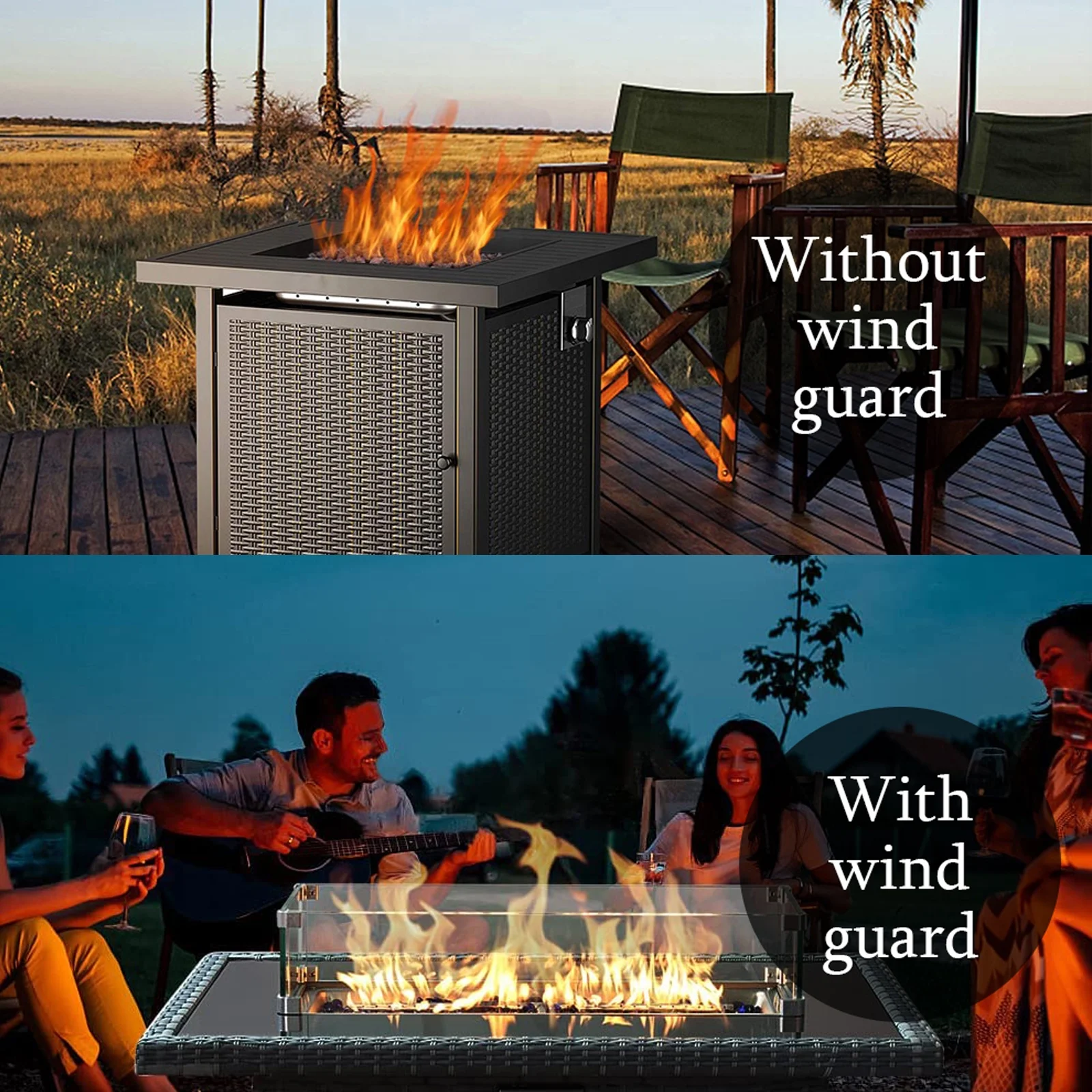 P PBAUTOS Rectangle Fire Pit Glass Wind Guard, 29"*13"*6" with 5/16" Thickened Tempered Glass for Outdoor Fire Pits Pan / Table - Image 2