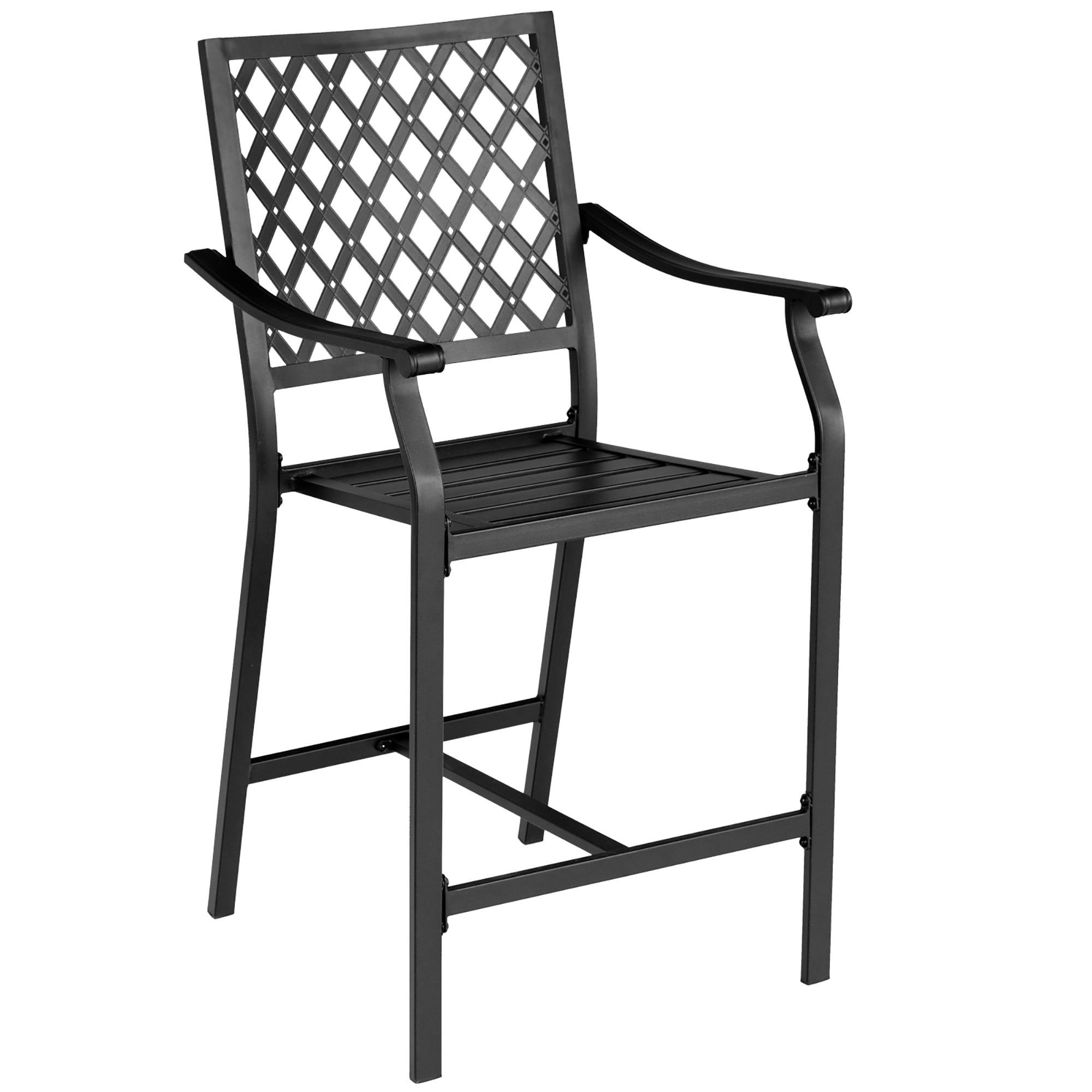 Costway 2PCS Patio Bar Stool Counter Height Cushioned Chair Armrest Garden Deck - Image 3