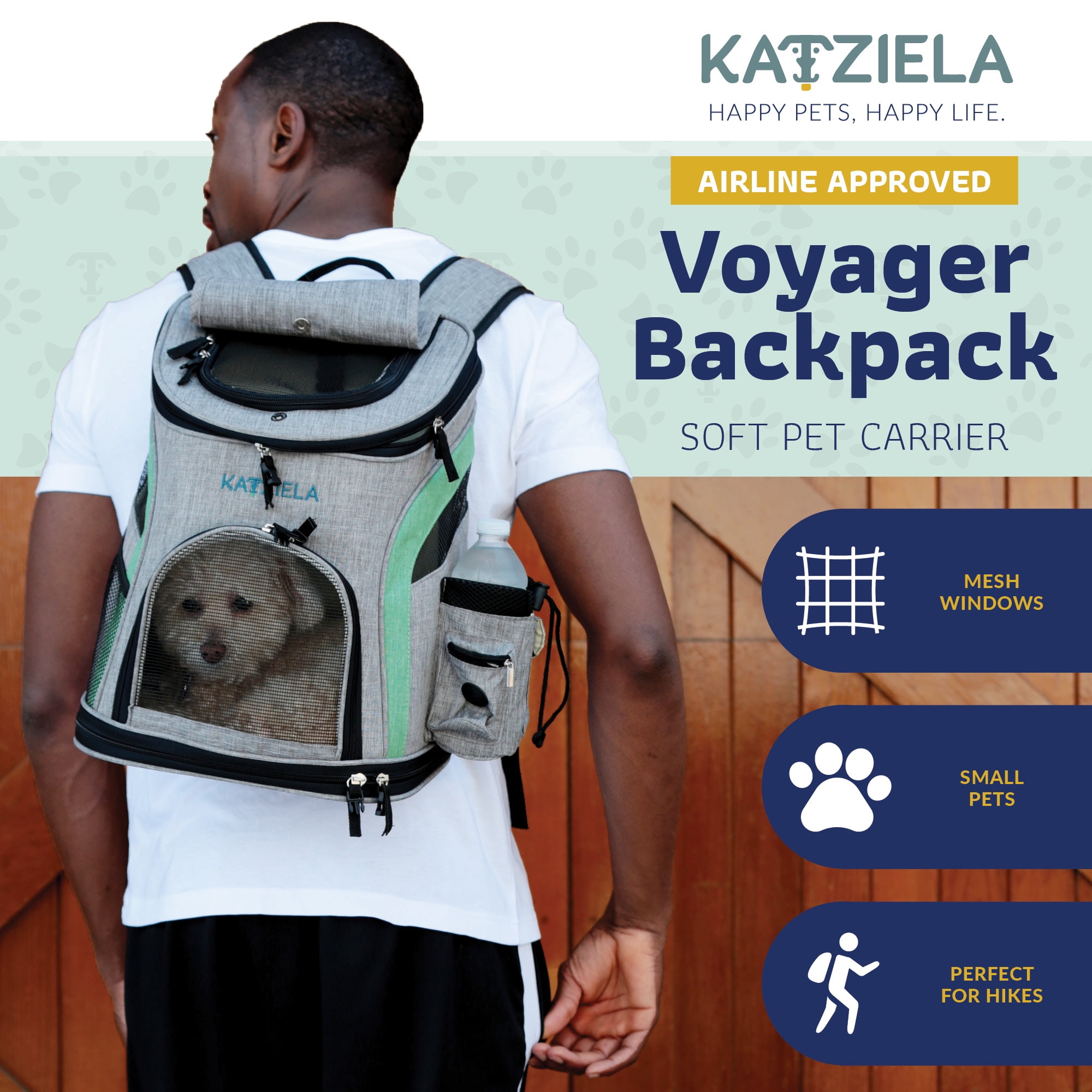 Katziela Pet Carrier Backpack, Green - Image 2