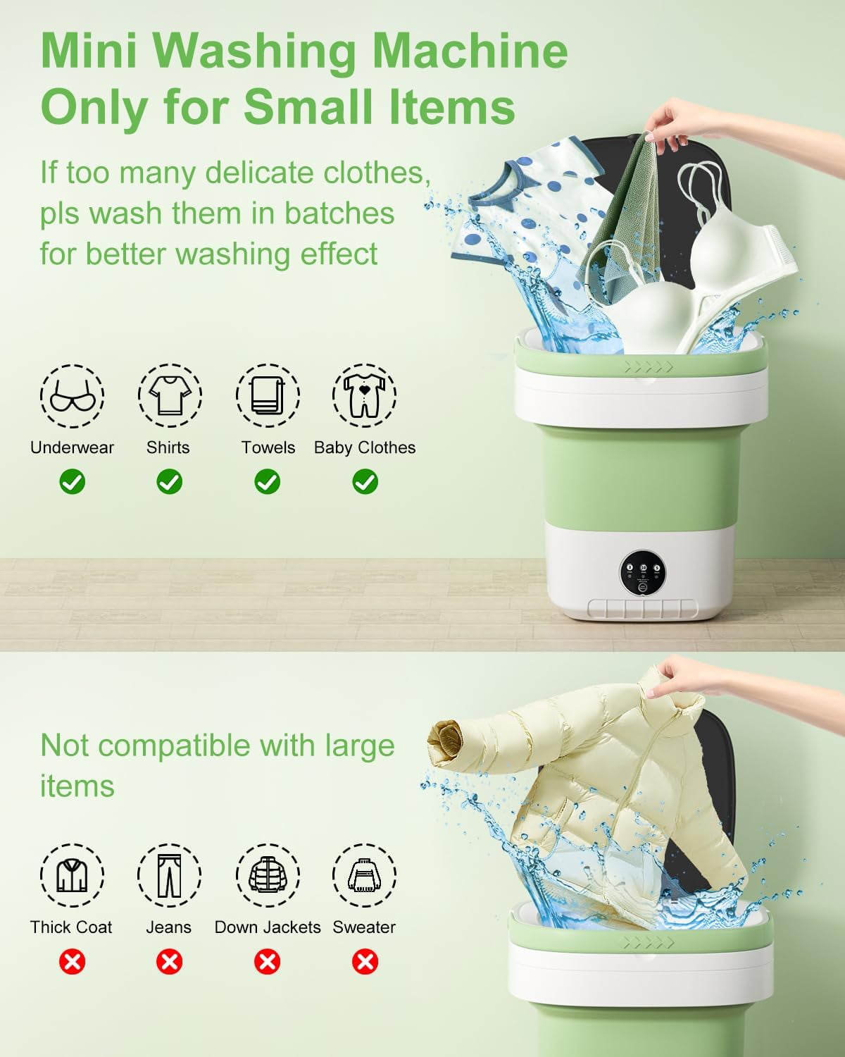 Daretodo Portable Washing Machine, 13L High-Capacity for Underwear, Baby Clothes and Socks,Complimentary drain basket and drain pipe,for family, apartment, travel, dormitory - Image 12