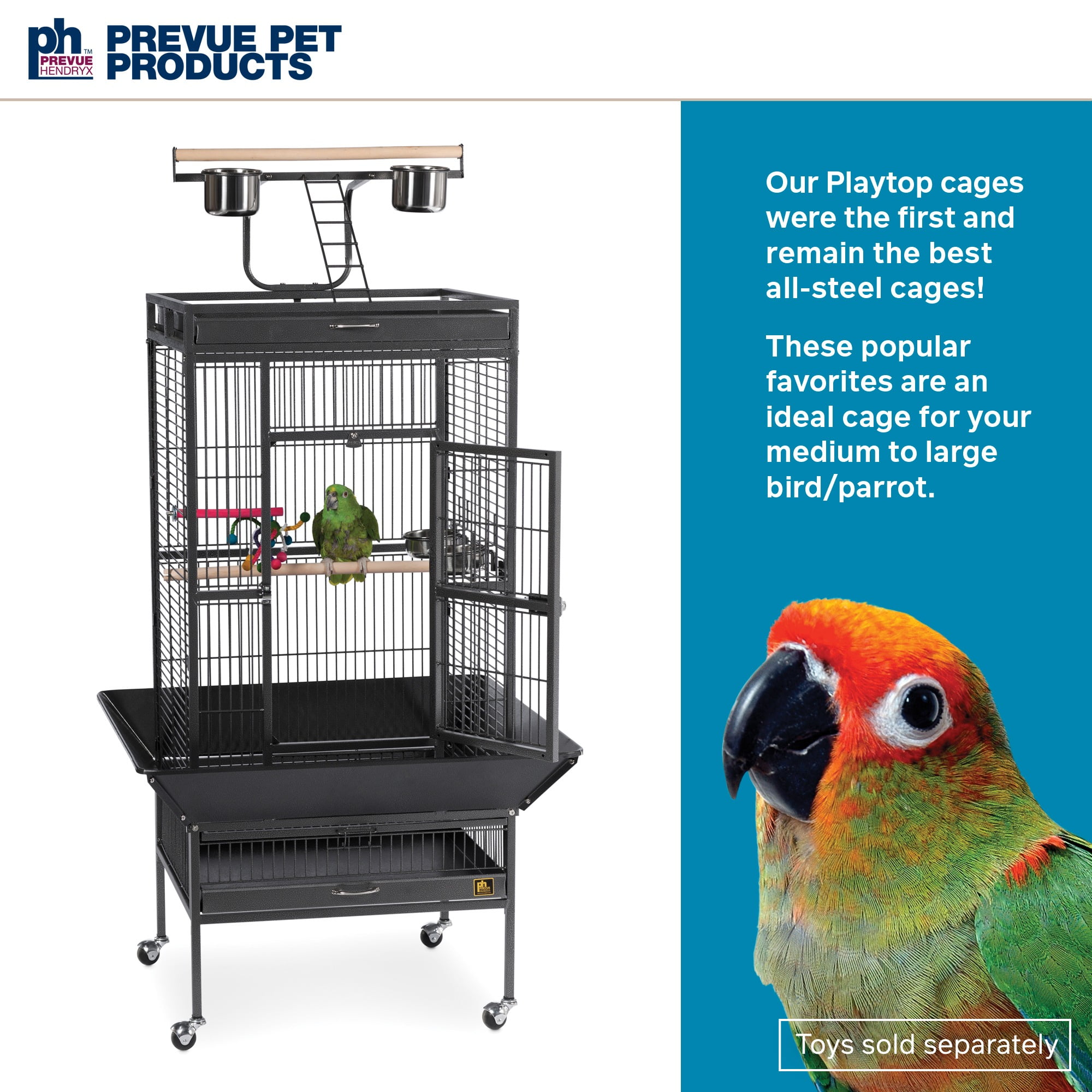 Prevue Pet Products Playtop Bird Home - Black Bird Cage 3152BLK - Image 5