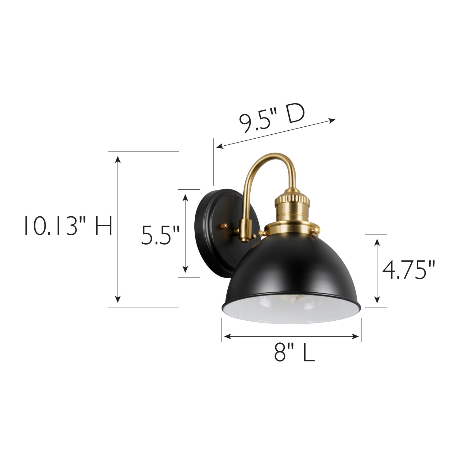 Design House Savannah Farmhouse 1-Light Indoor Dimmable Wall Light, Matte Black/Satin Gold - Image 15