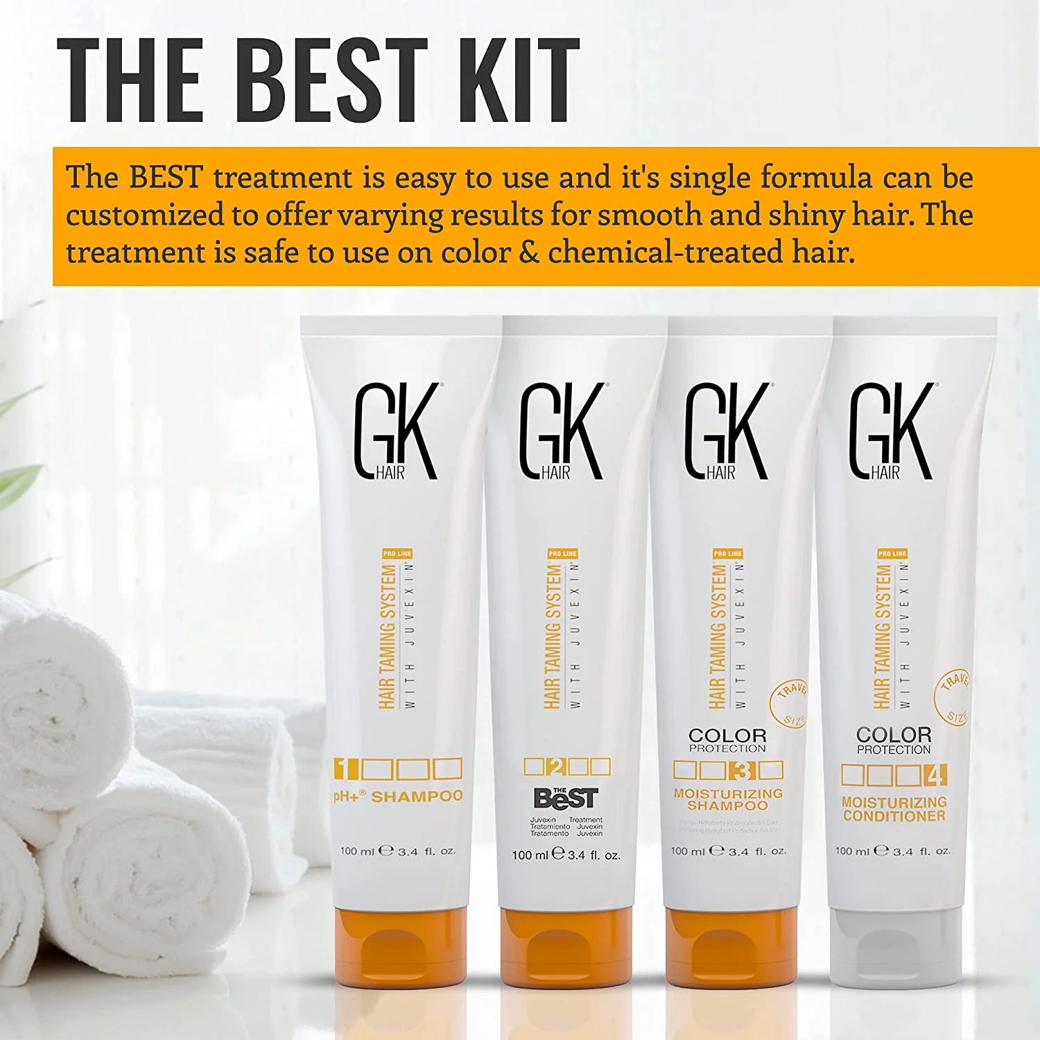 GK HAIR Global Keratin The Best Consumer Box Kit (3.4 Fl Oz/100ml) Smoothing Keratin Treatment Professional Brazilian Complex Blowout Straightening For Silky Smooth & Frizzy Hair - Image 5