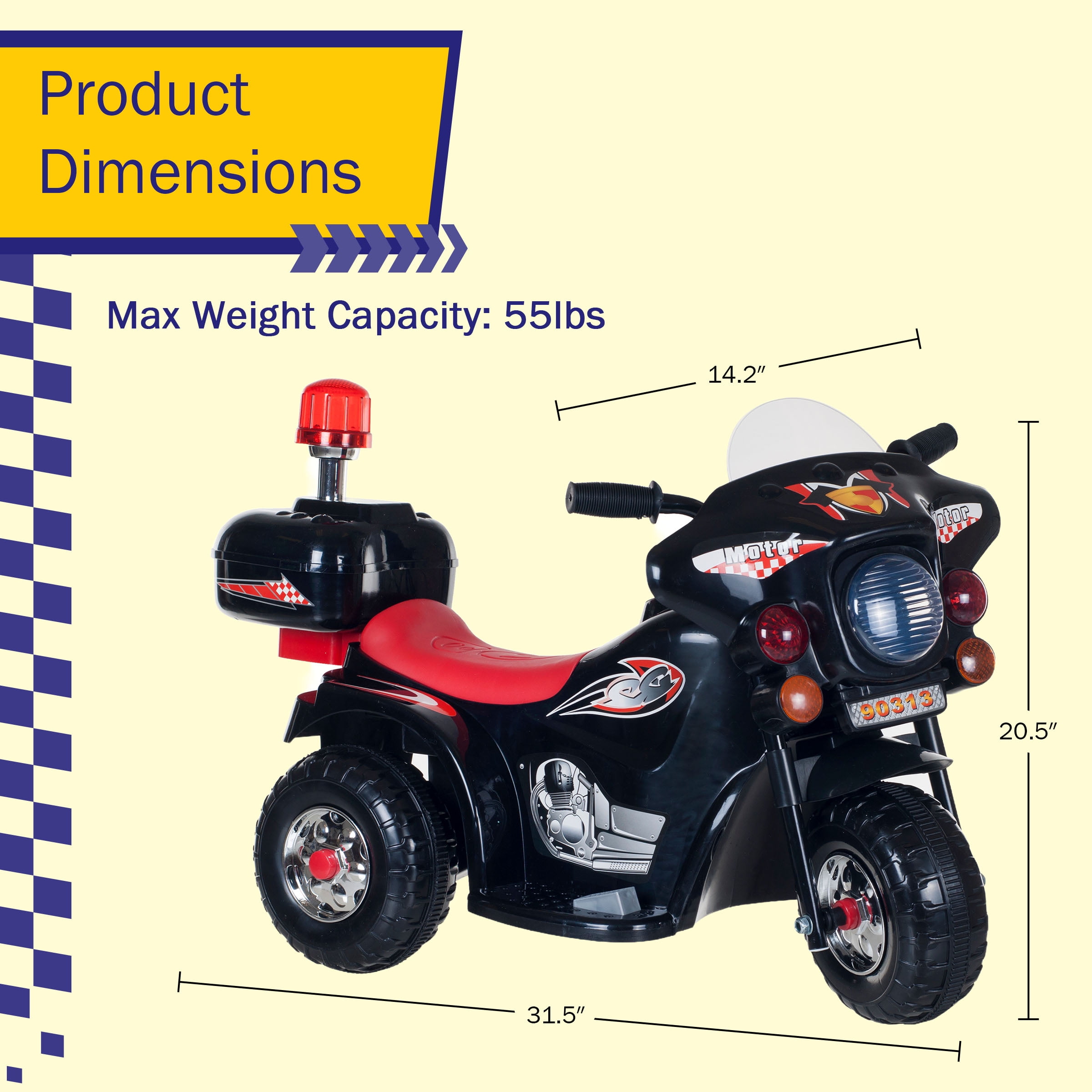 3 Wheel Motorcycle Battery Powered Ride On Toy for Kids by Hey! Play! - Image 5