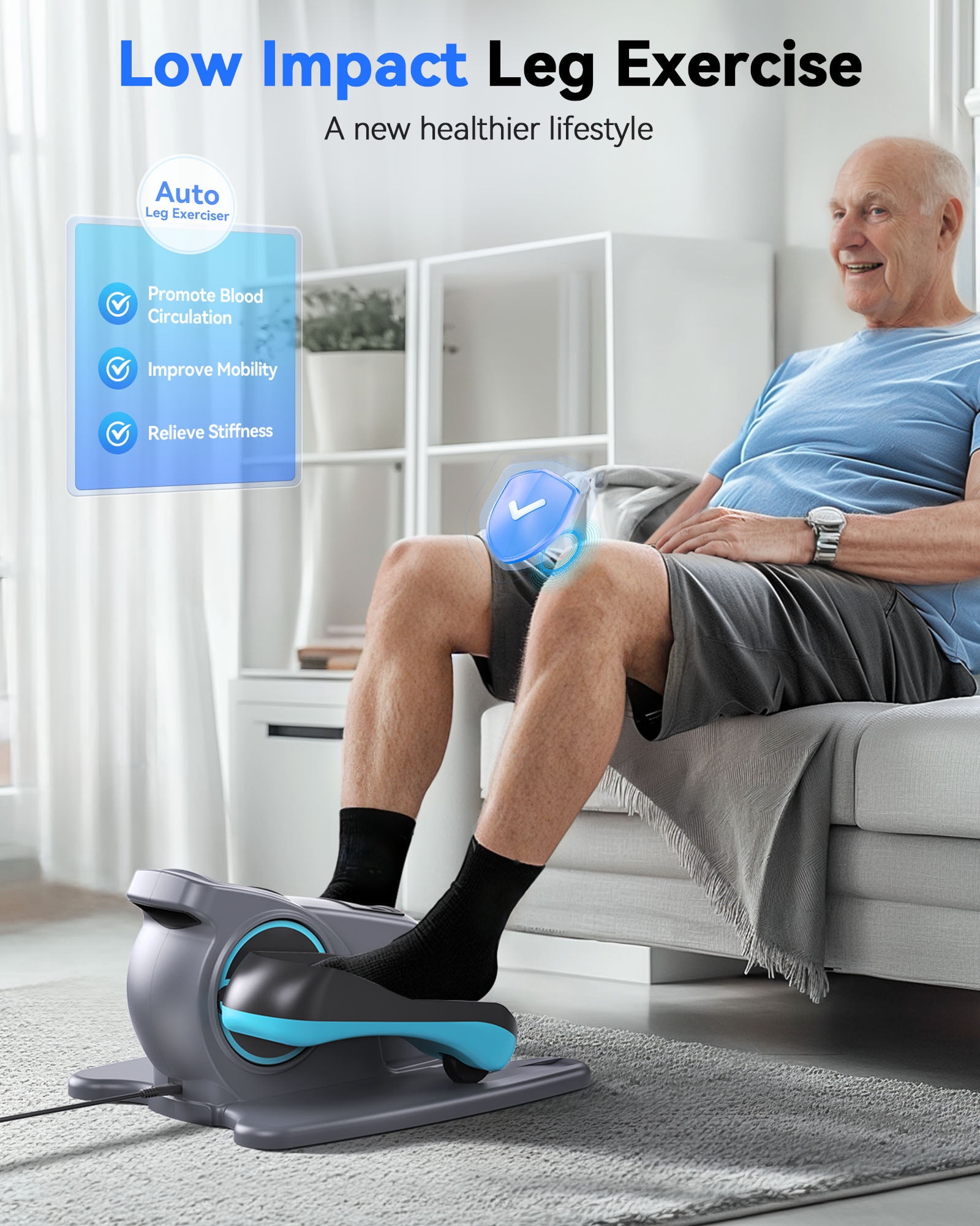 UPGO Under Desk Ellipticals Electric, Elipse Leg Exerciser for Seniors Fully Assembled, Seated Pedal Exerciser with Remote Control & Non-slip Mat & Foot Straps Band - Image 6