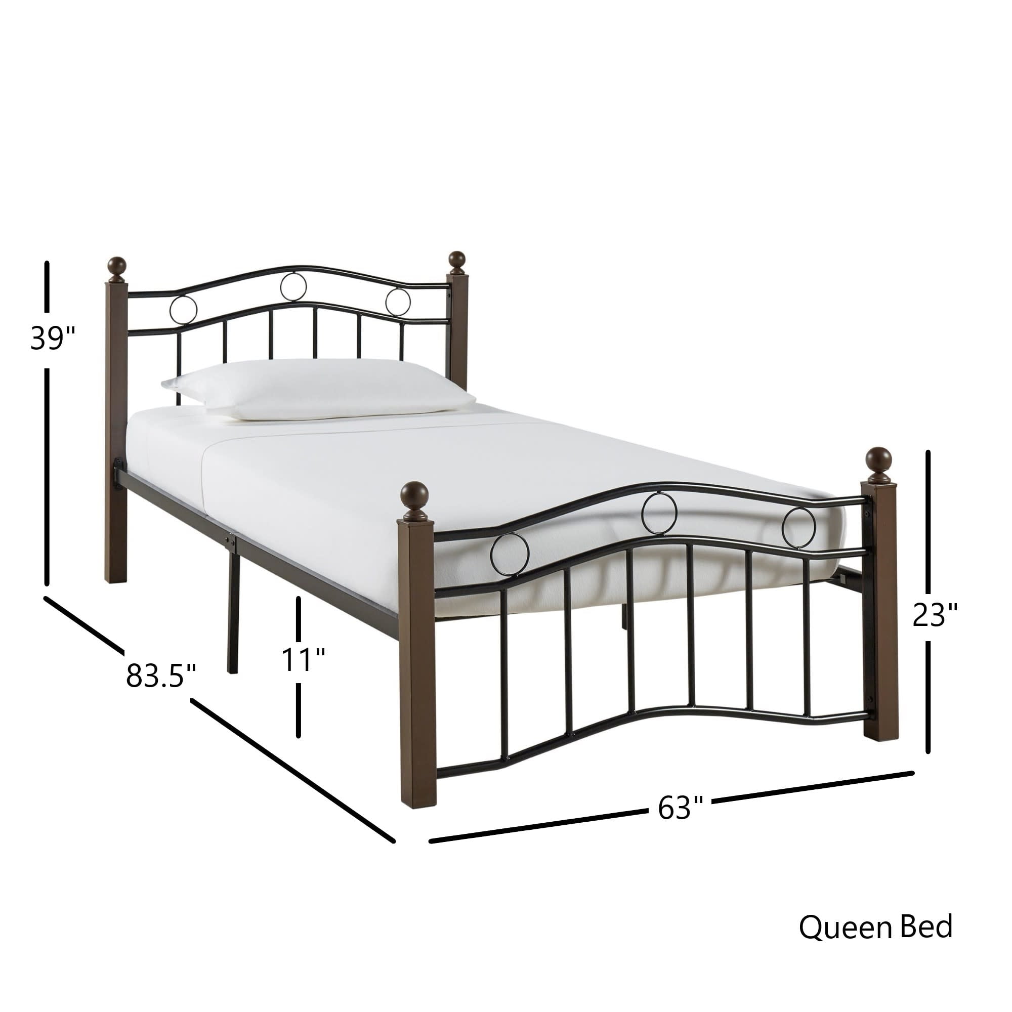 Weston Home Abigail Square Post and Black Metal Adult Platform Queen Bed, Brown - Image 6