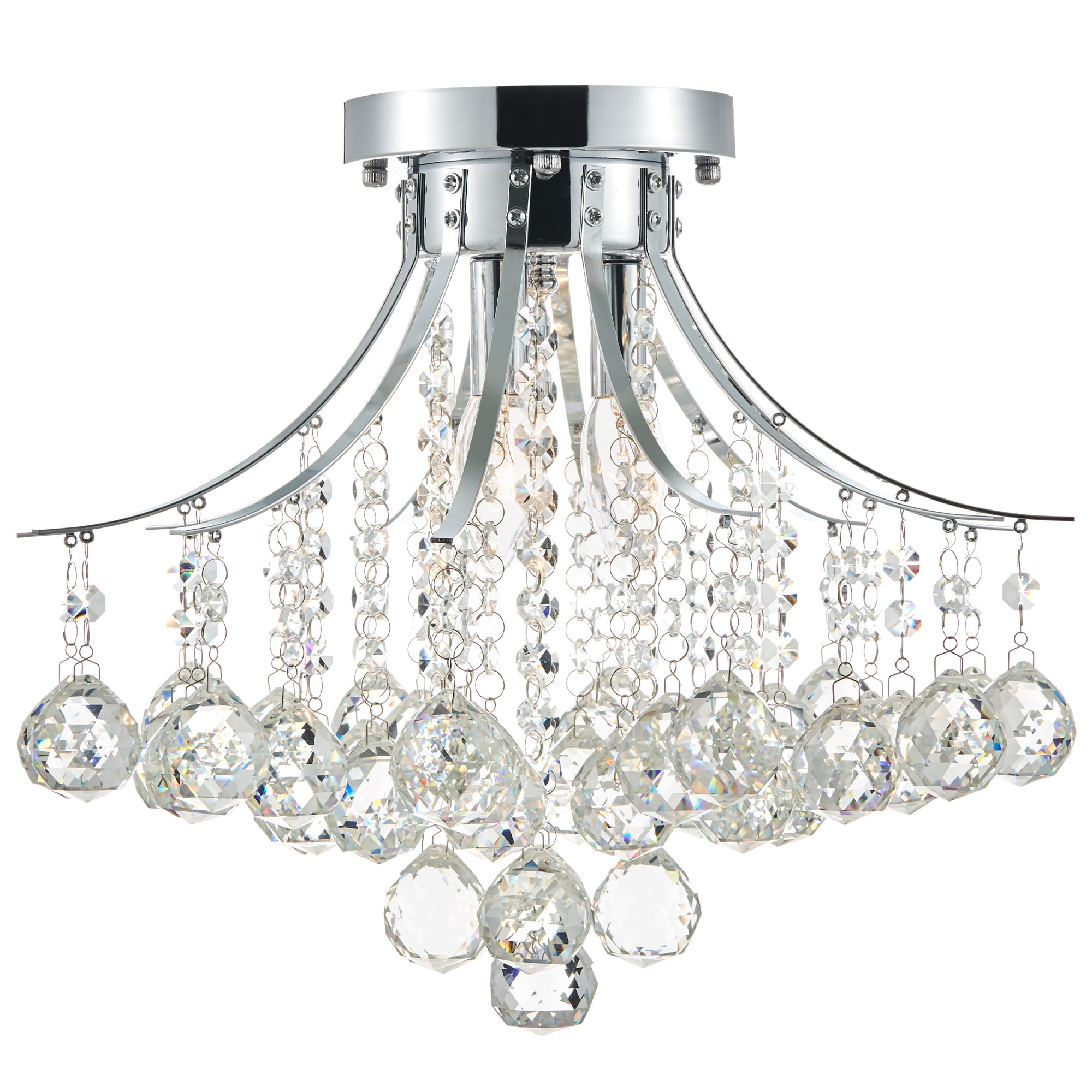 3-Light Crystal Chandelier Ceiling Fixture Pendant, Flush Mount Raindrop Pendant UL Listed - Image 6