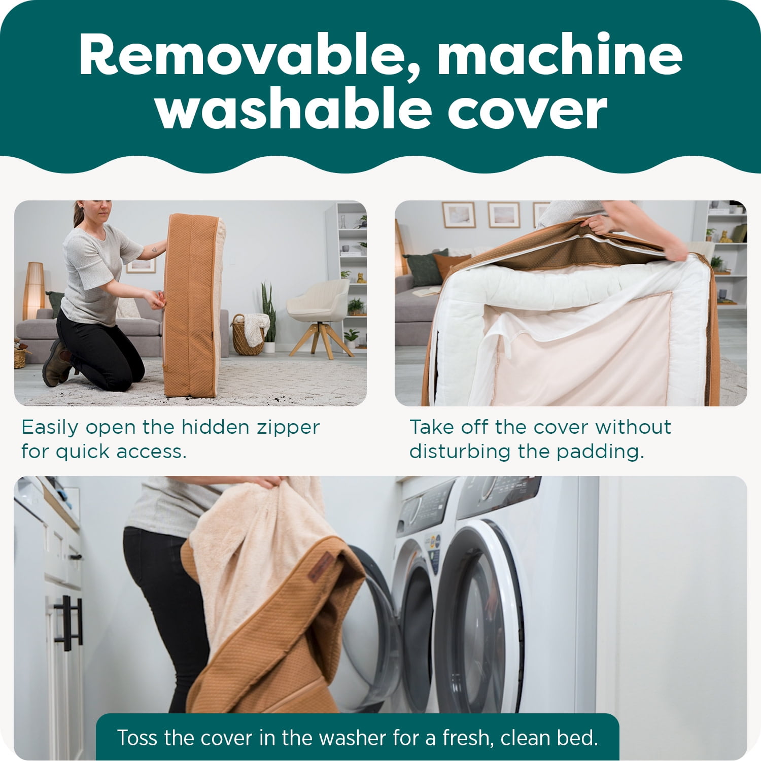 FurHaven Pet Products Medium Embossed Faux Fur & Suede Pillow Top Mattress Dog & Cat Bed, Taupe - Image 2