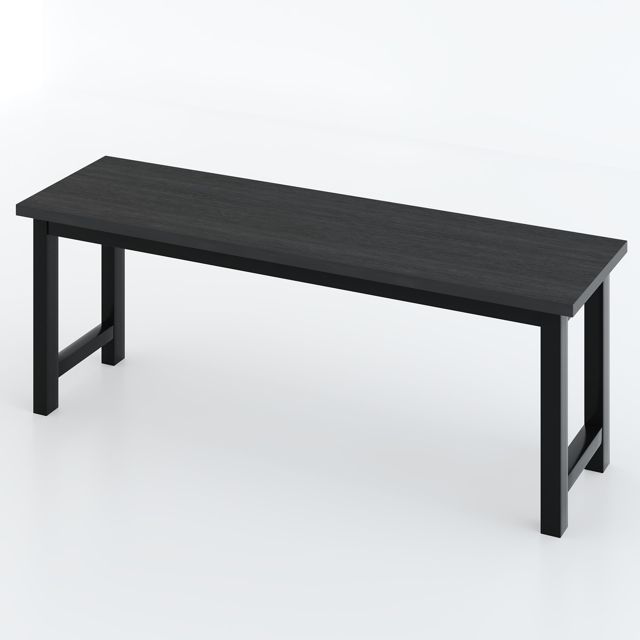 UHOMEPRO Dining Table Set for 4, 3-Piece Kitchen Table Set with 2 Benches, Modern Dining Room Table Set with Metal Frame, Breakfast Nook Furniture Set for Home Cafeteria Bar Dining Room, Black - Image 6