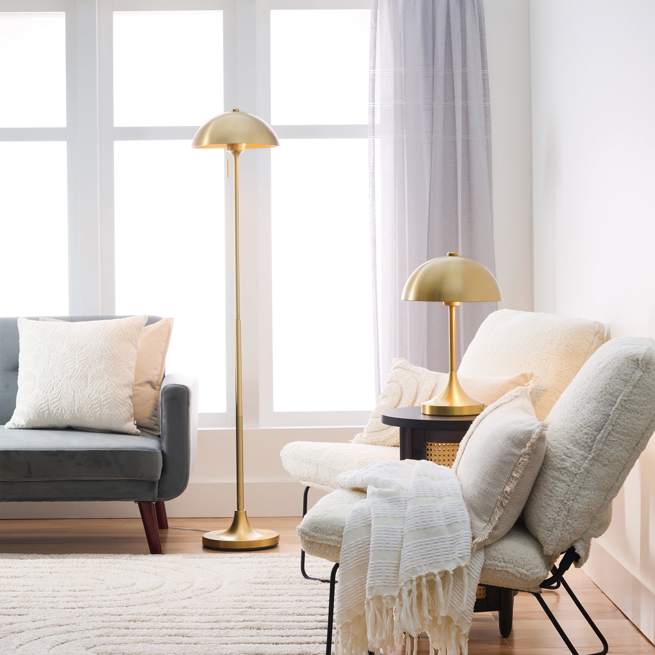 Better Homes & Gardens 18" Modern Dome Touch On/Off Table Lamp, Brass - Image 7