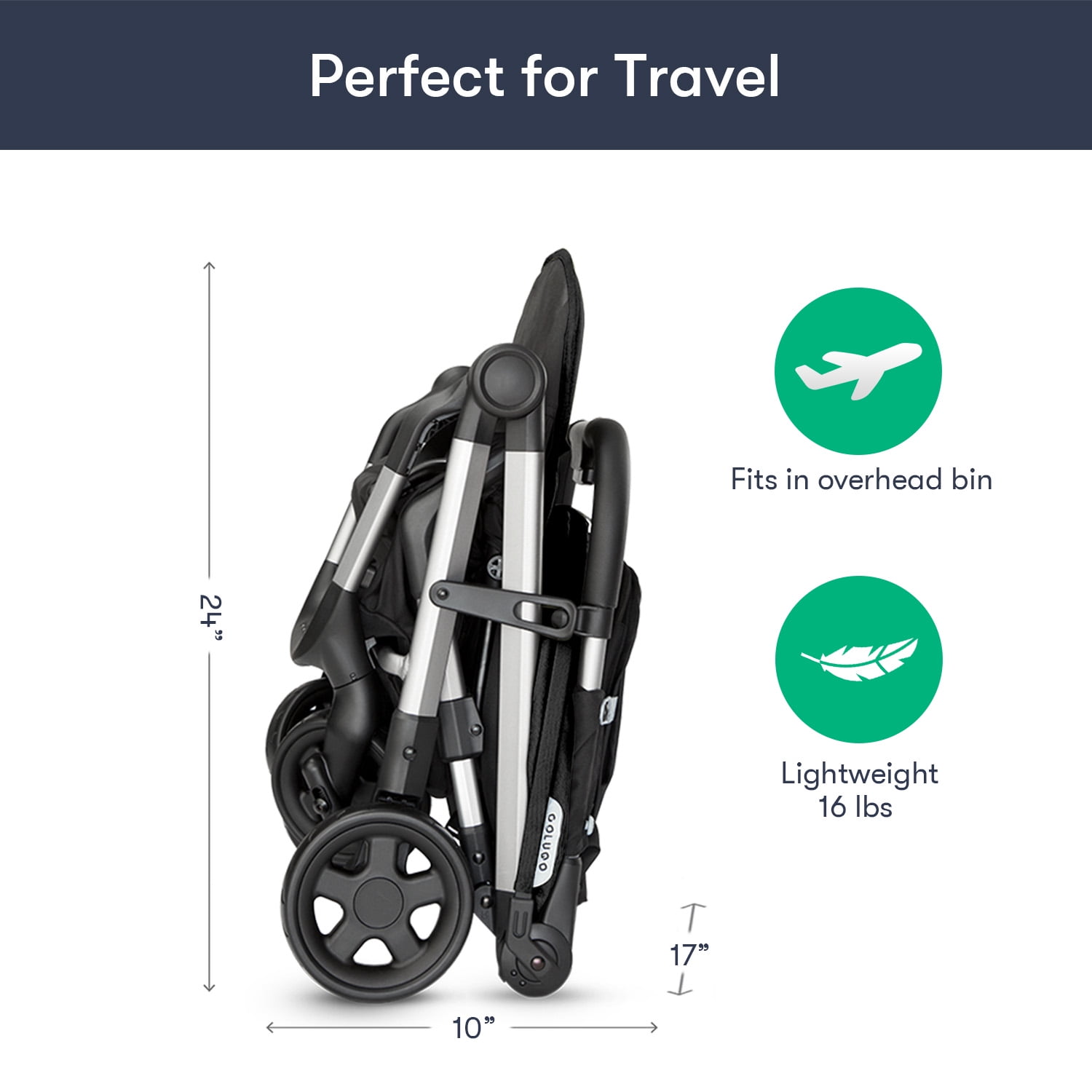 Colugo Compact Stroller - One Hand Fold Lightweight Stroller, Travel Stroller with Rain Cover, Backpack and Cup Holder, Black - Image 5