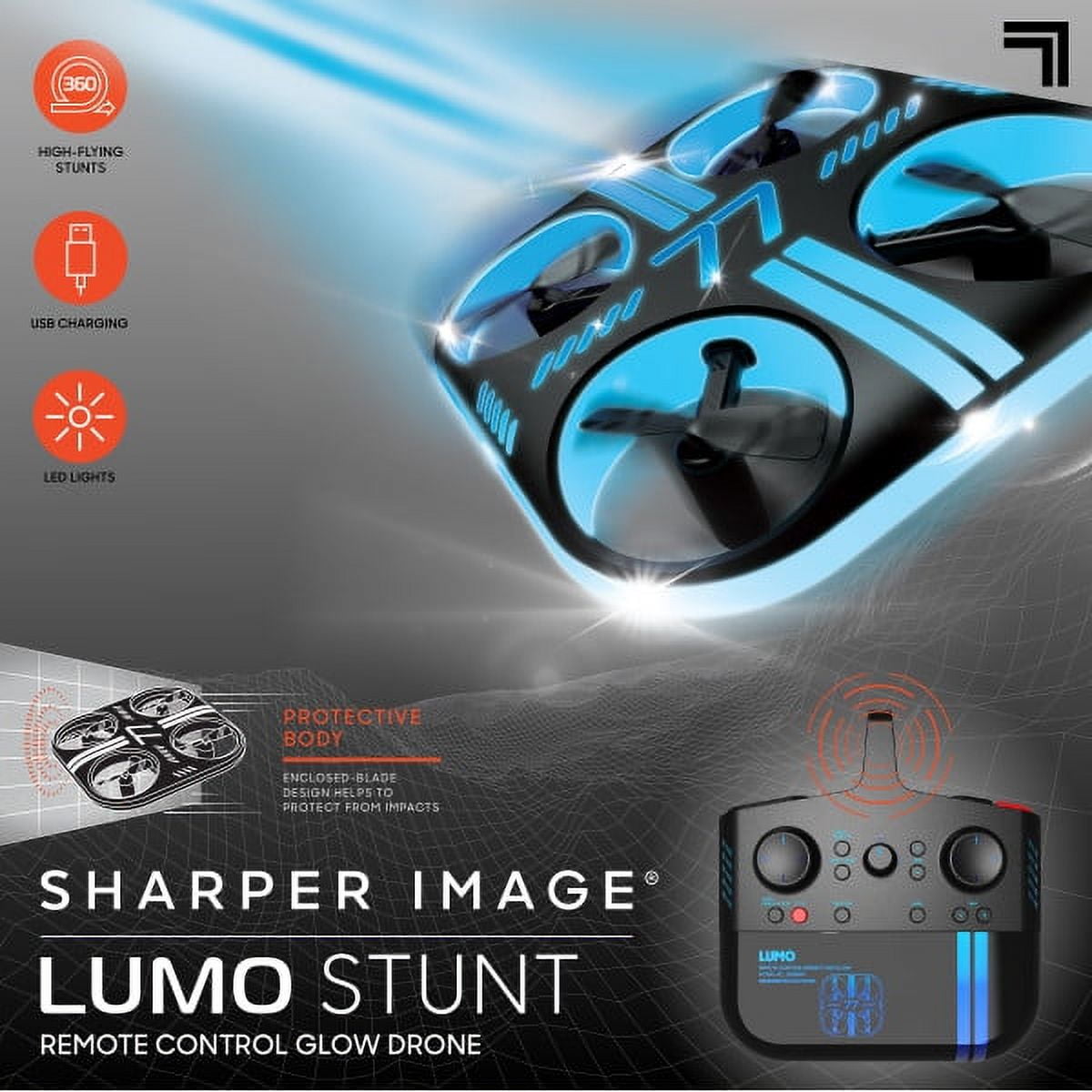 Sharper Image® Lumo Stunt Remote Control LED Glow Drone, Long Range Wireless Control, 3 Light Modes - Image 2