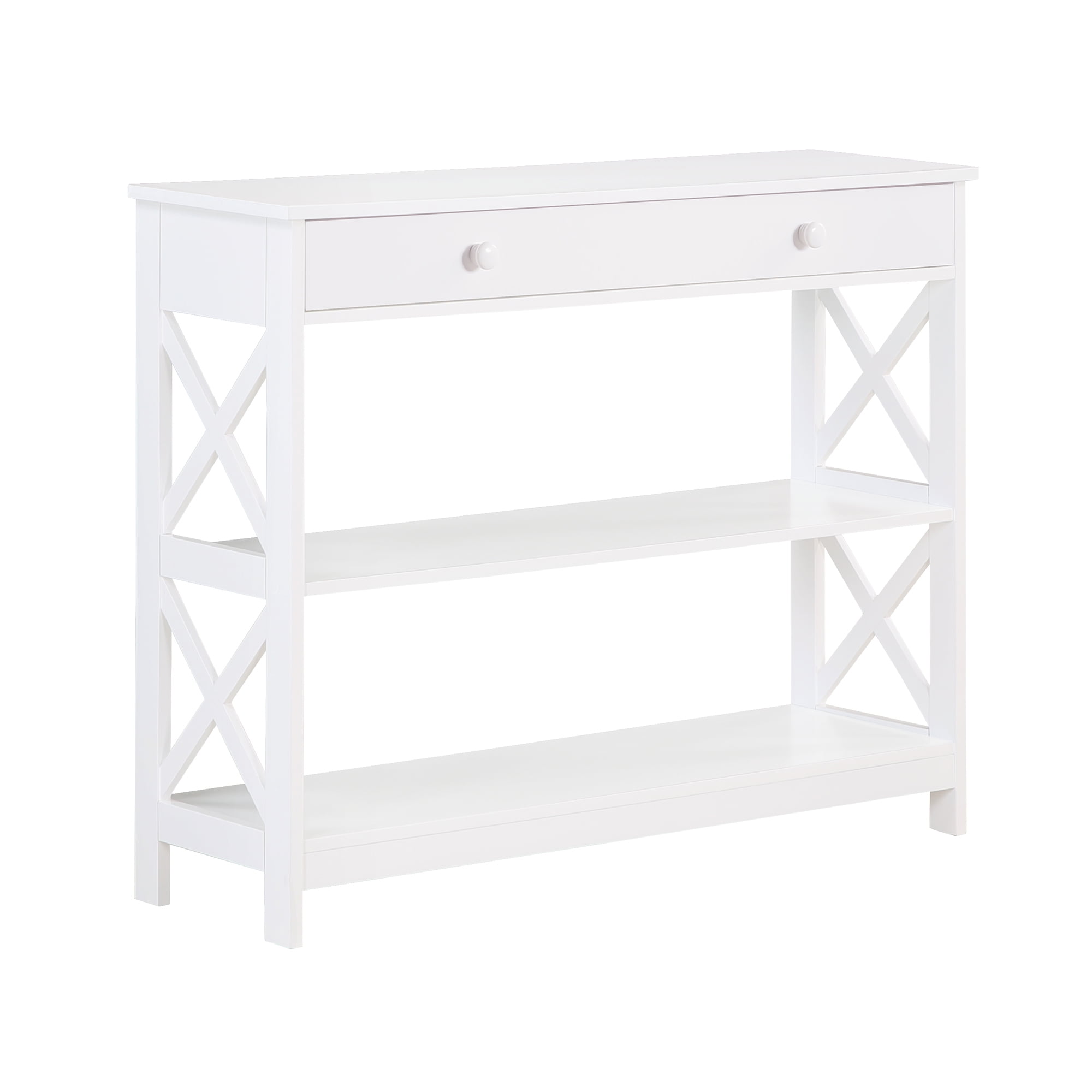 Convenience Concepts Oxford 1 Drawer Console Table with Shelves, White - Image 2